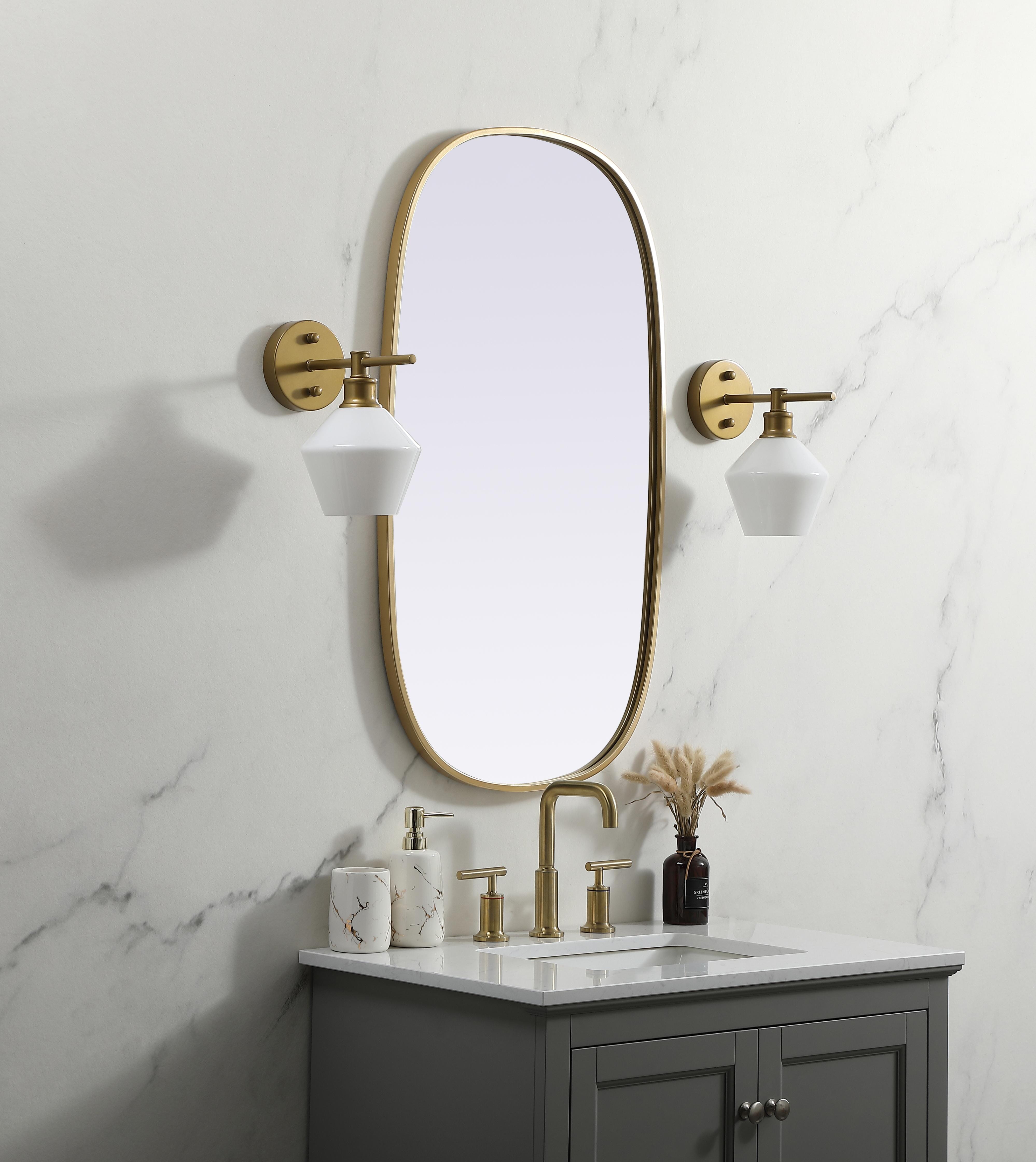 Brynn 20" x 36" Rounded Corner Wall Mirror in Brass - Image 3