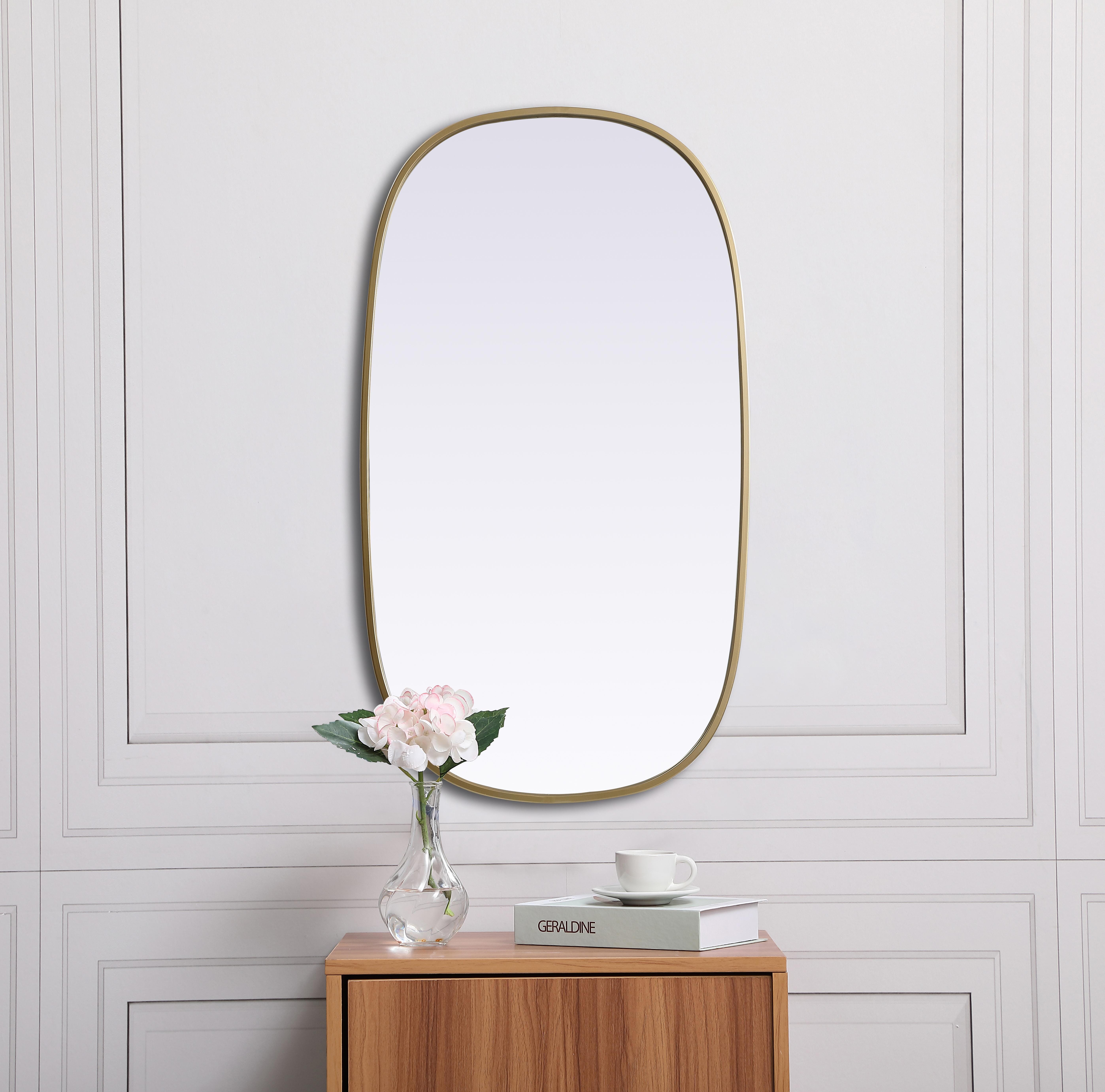 Brynn 20" x 36" Rounded Corner Wall Mirror in Brass - Image 4