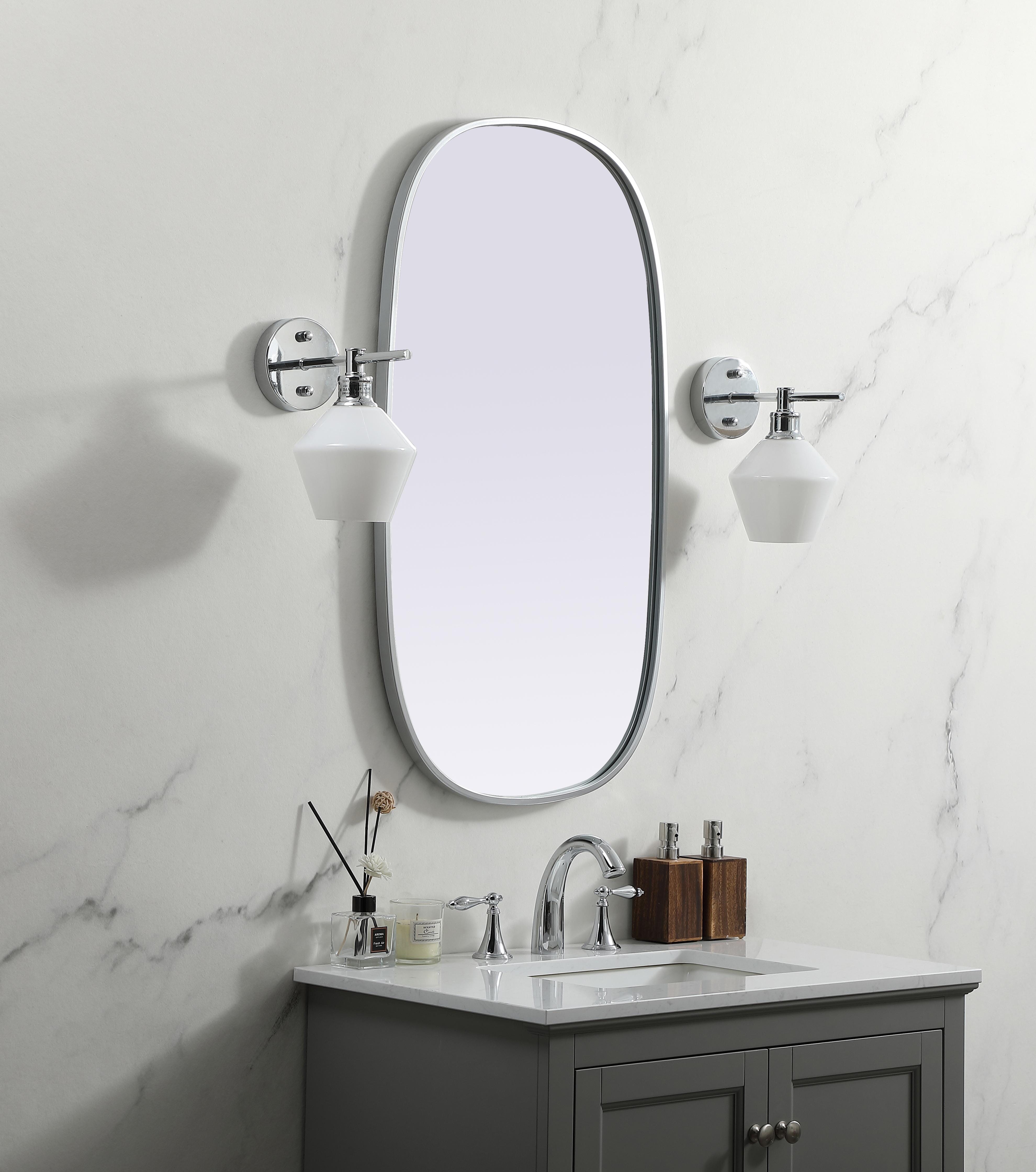Brynn 20" x 36" Rounded Corner Wall Mirror in Silver - Image 3
