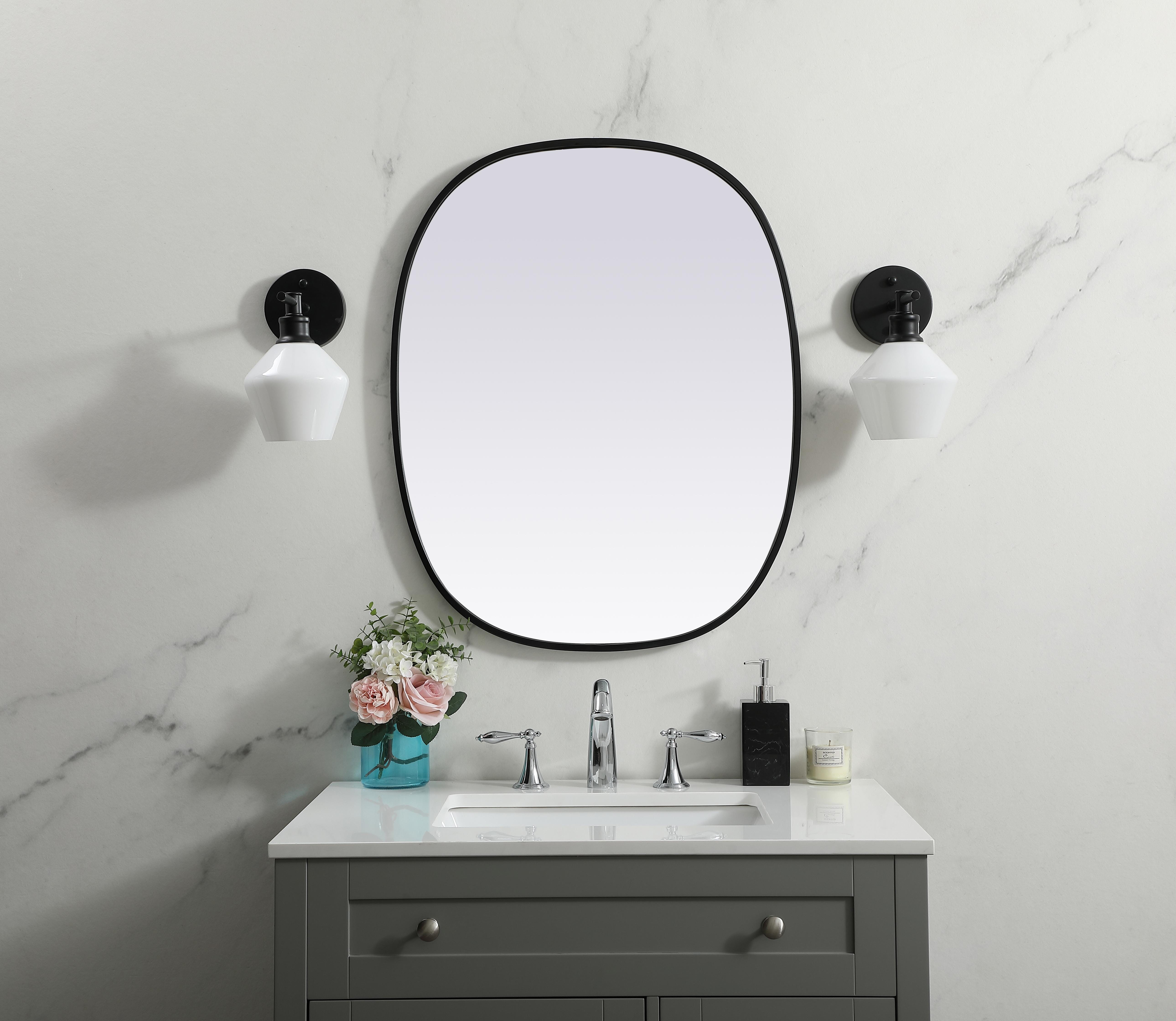 Specification Sheet
Dimensions
Length: 30"
Width: 24"
Height: 30"
Depth: 1"
Specifications
Assembly Required: NO
Distressed Finish: No
Finish (Color): Black
Fixture Material: Iron and MDF
Frameless: NO
Mirror Frame Shape: Oval
Mirror Hanging Orientation: Vertical and Horizontal
Mirror Mounting: Metal Inset hanger
Mirror Type: Flat
Product Shape: Oval
Product Type: Decorative Mirrors
Product Warranty: 1 year limited
Weight: 11.76
Wire Included: No
Shipment type: small parcel
US Shipping Cost: $14.00 - alternate view