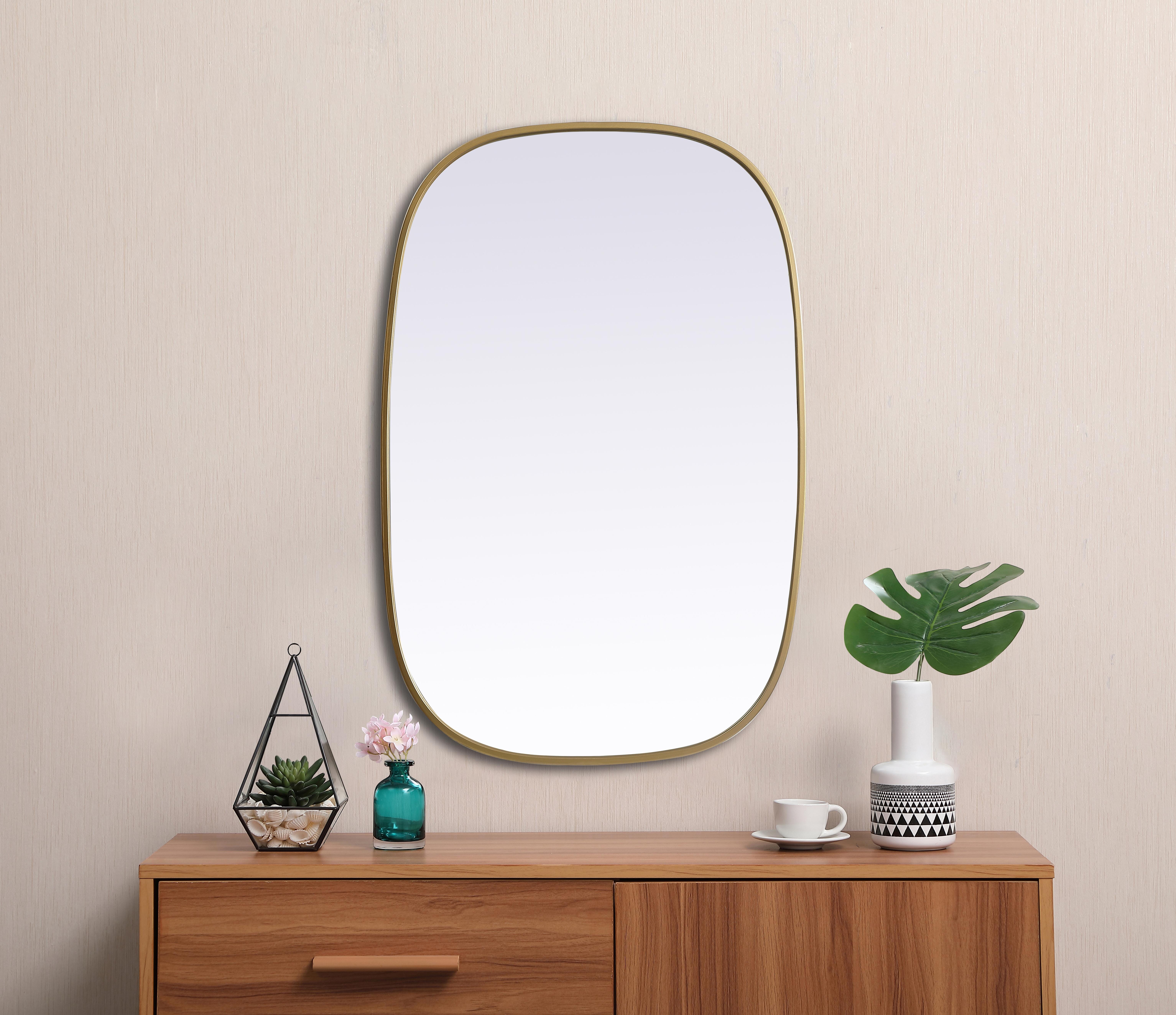 Brynn 24" x 36" Rounded Corner Mirror in Brass - Image 4