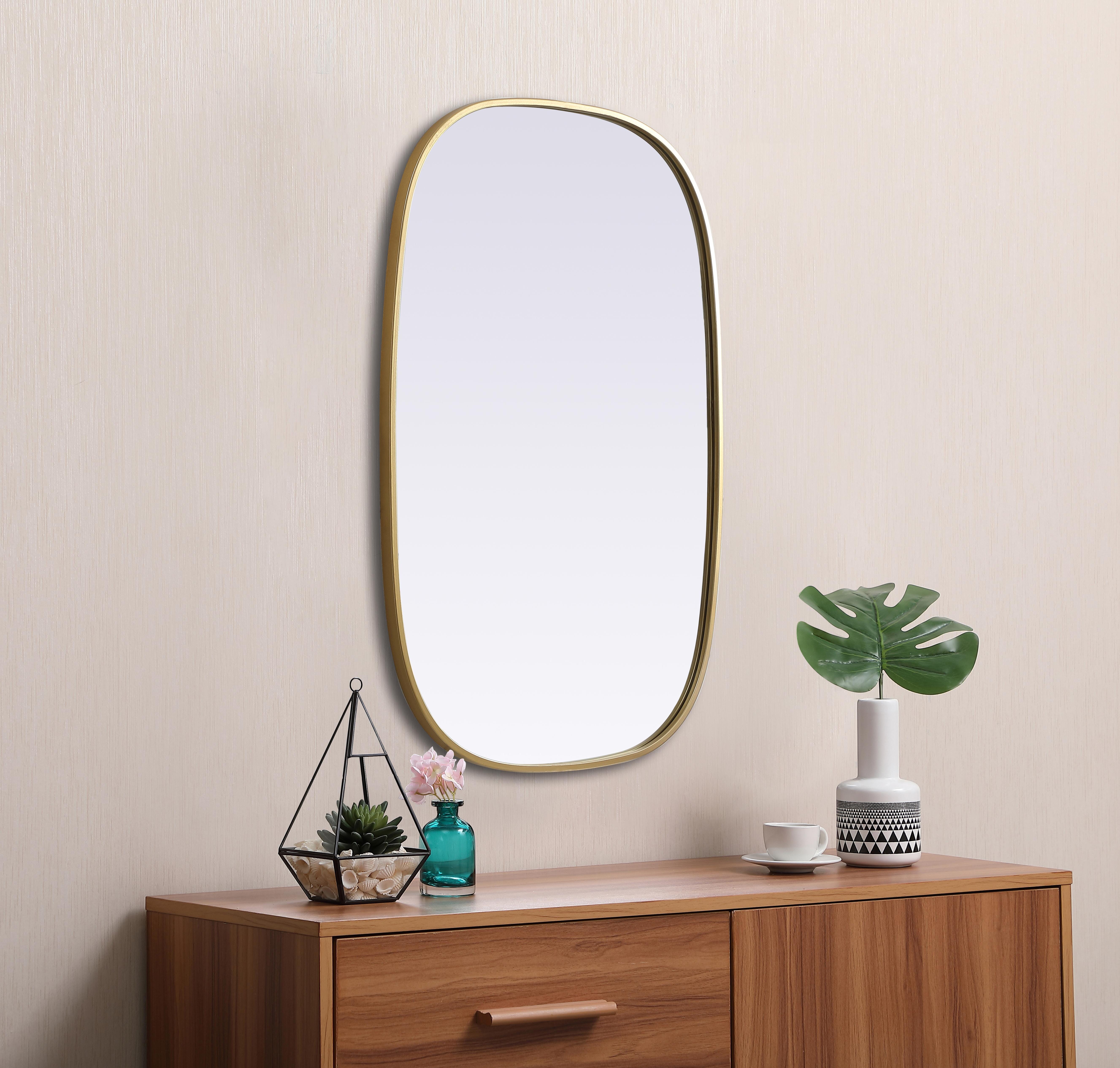 Brynn 24" x 36" Rounded Corner Mirror in Brass - Image 5