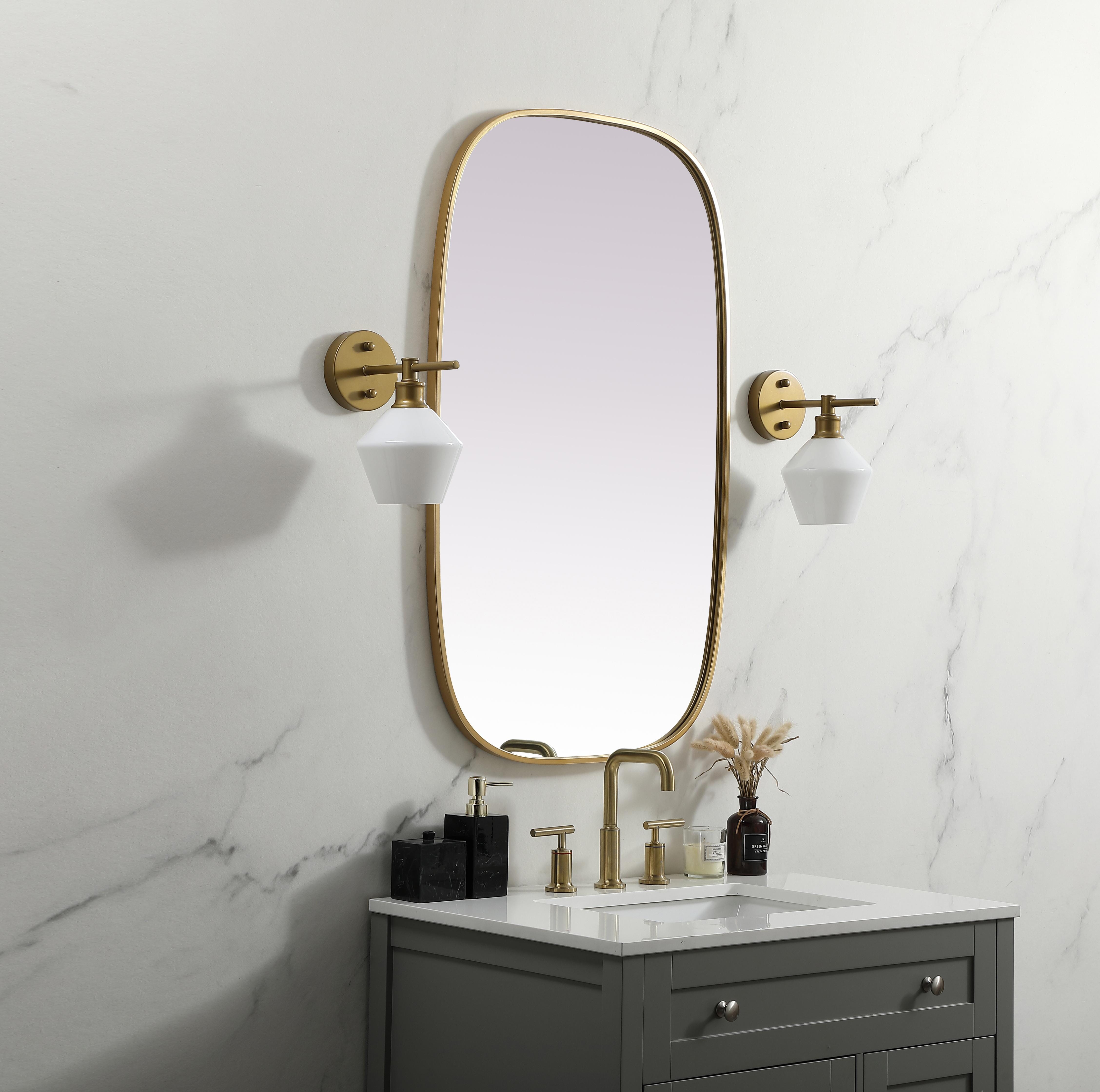 Brynn 24" x 40" Rounded Corner Mirror in Brass - Image 3