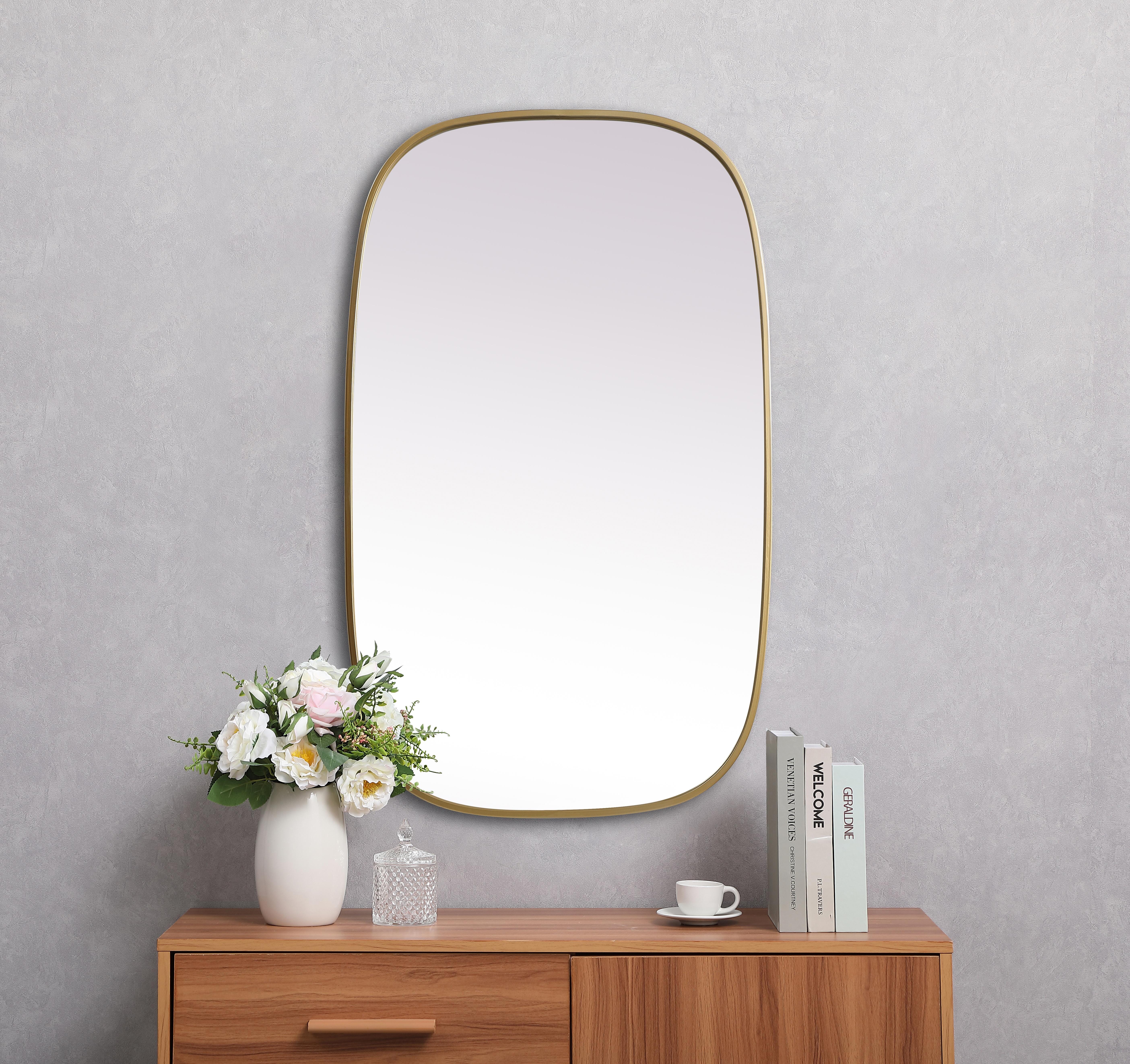 Brynn 24" x 40" Rounded Corner Mirror in Brass - Image 4