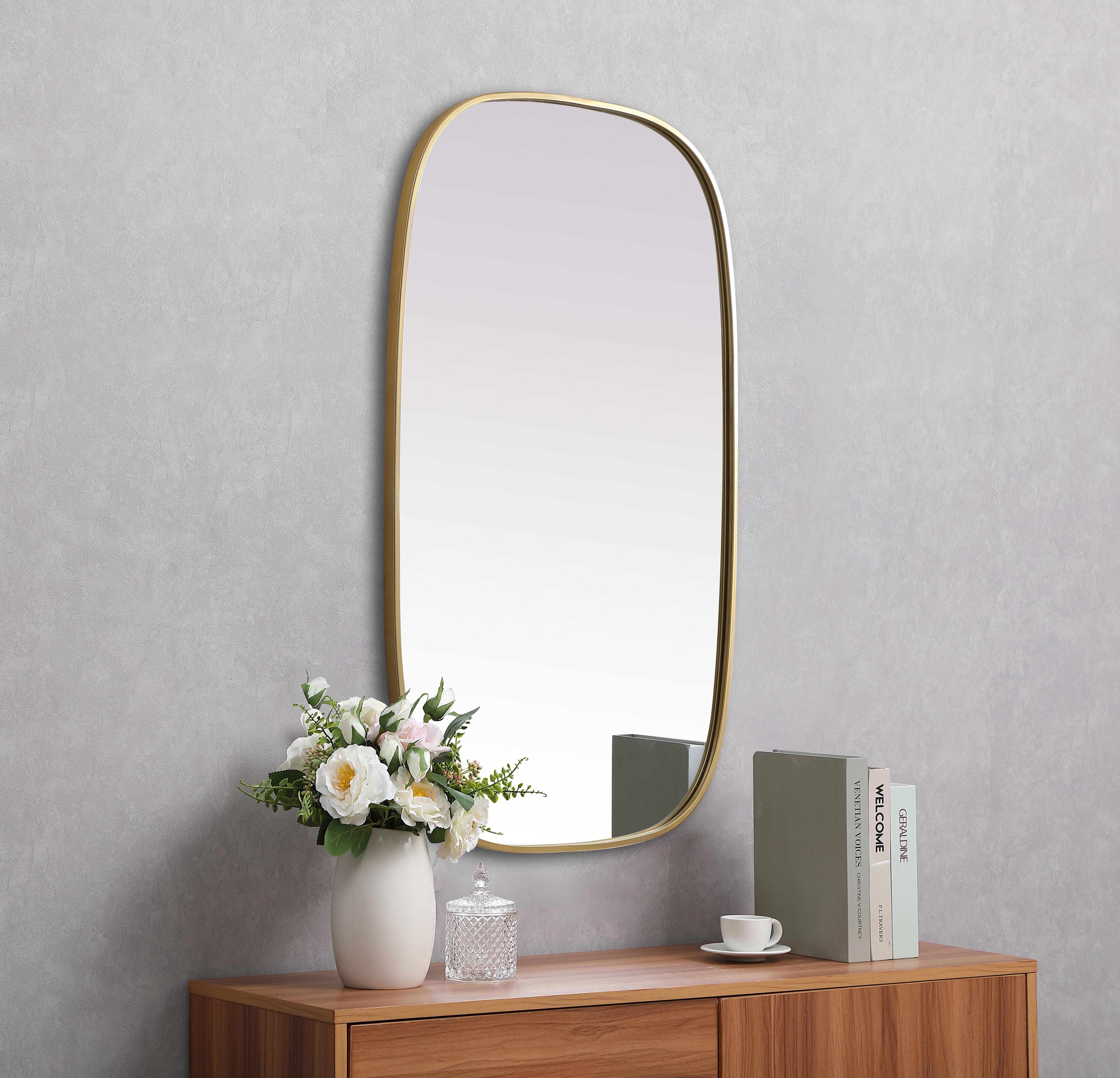 Brynn 24" x 40" Rounded Corner Mirror in Brass - Image 5