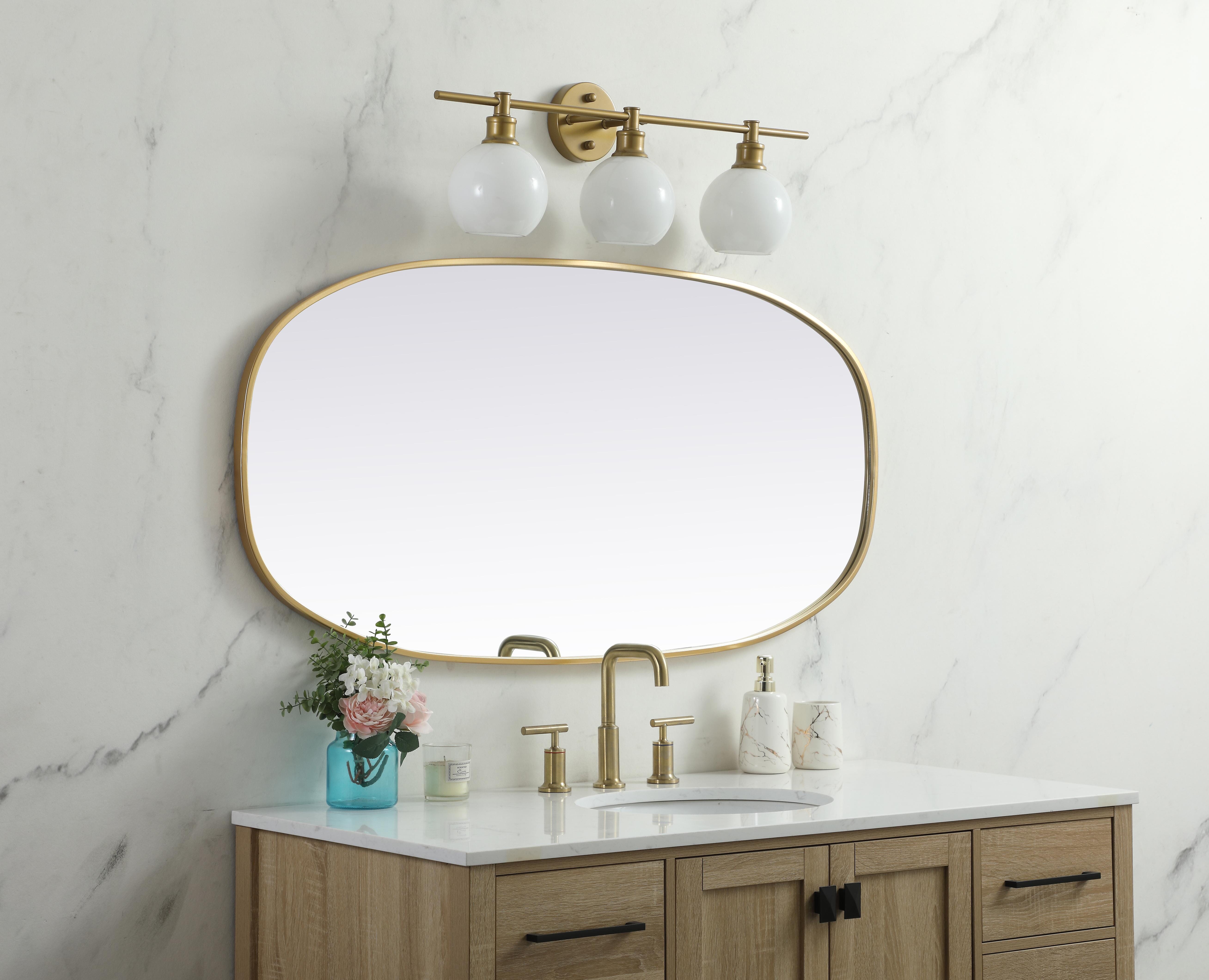 Brynn 24" x 48" Rounded Corner Wall Mirror in Brass - Image 3