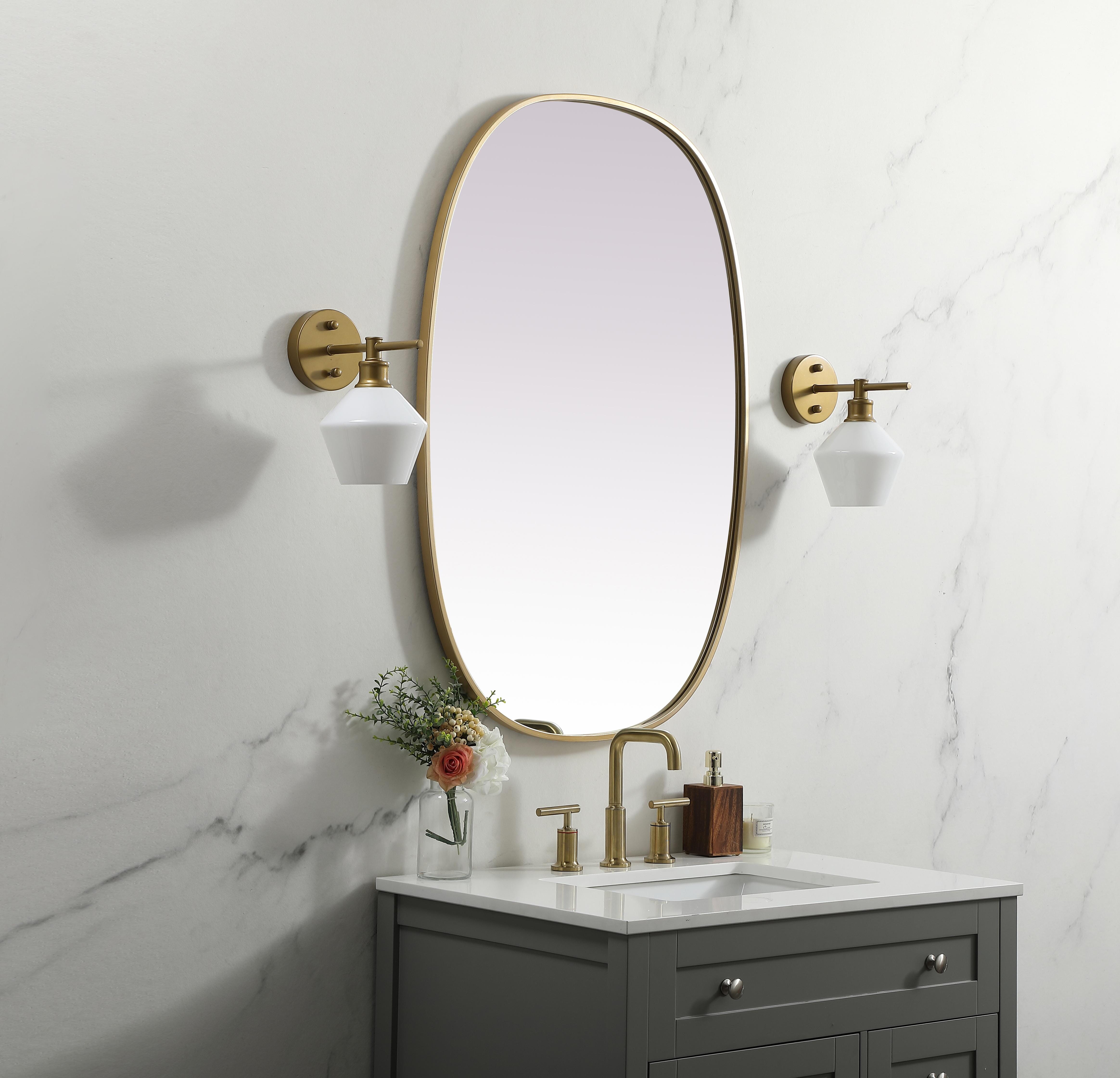 Brynn 27" x 40" Rounded Corner Mirror in Brass - Image 3