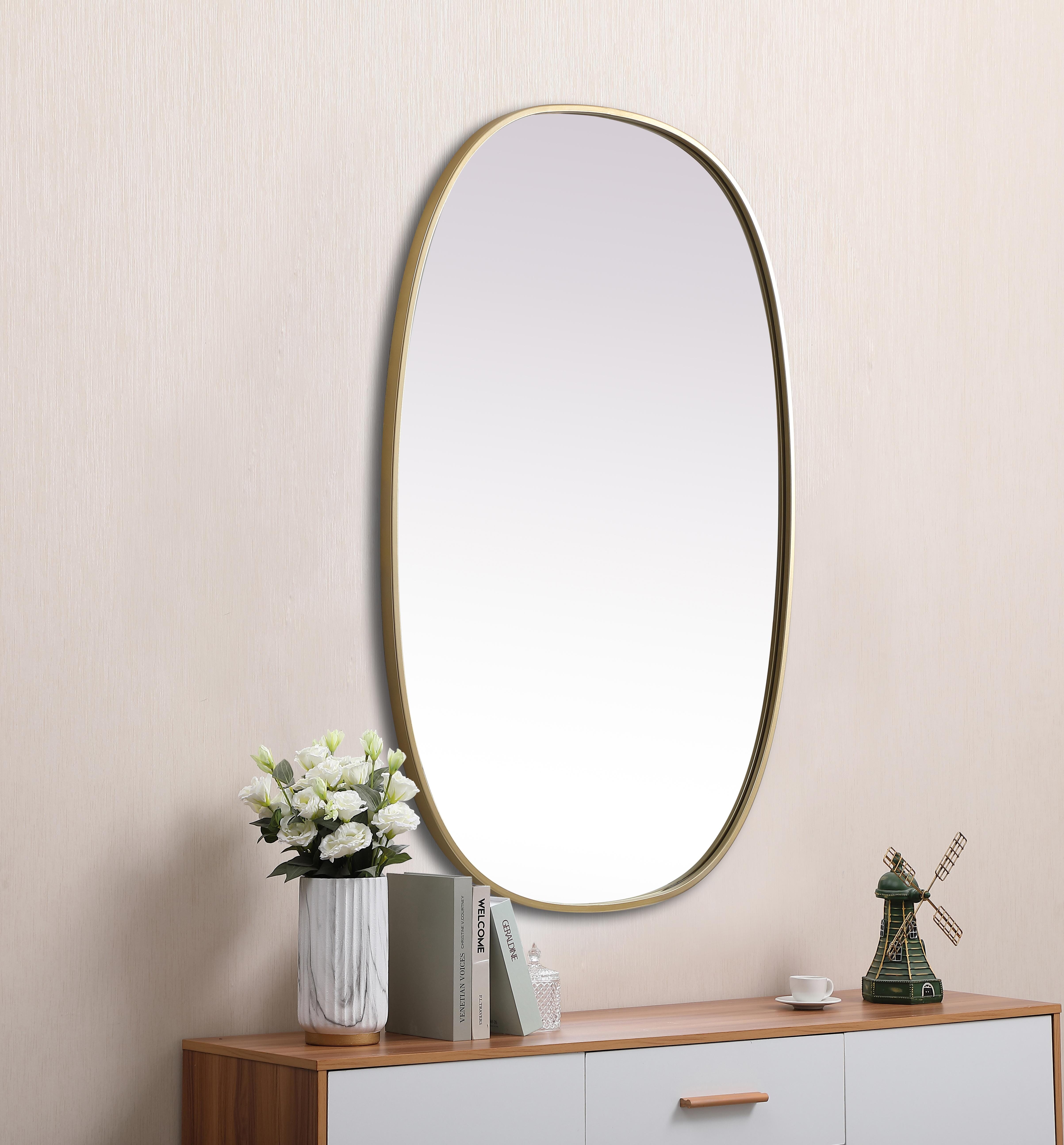 Brynn 27" x 40" Rounded Corner Mirror in Brass - Image 5