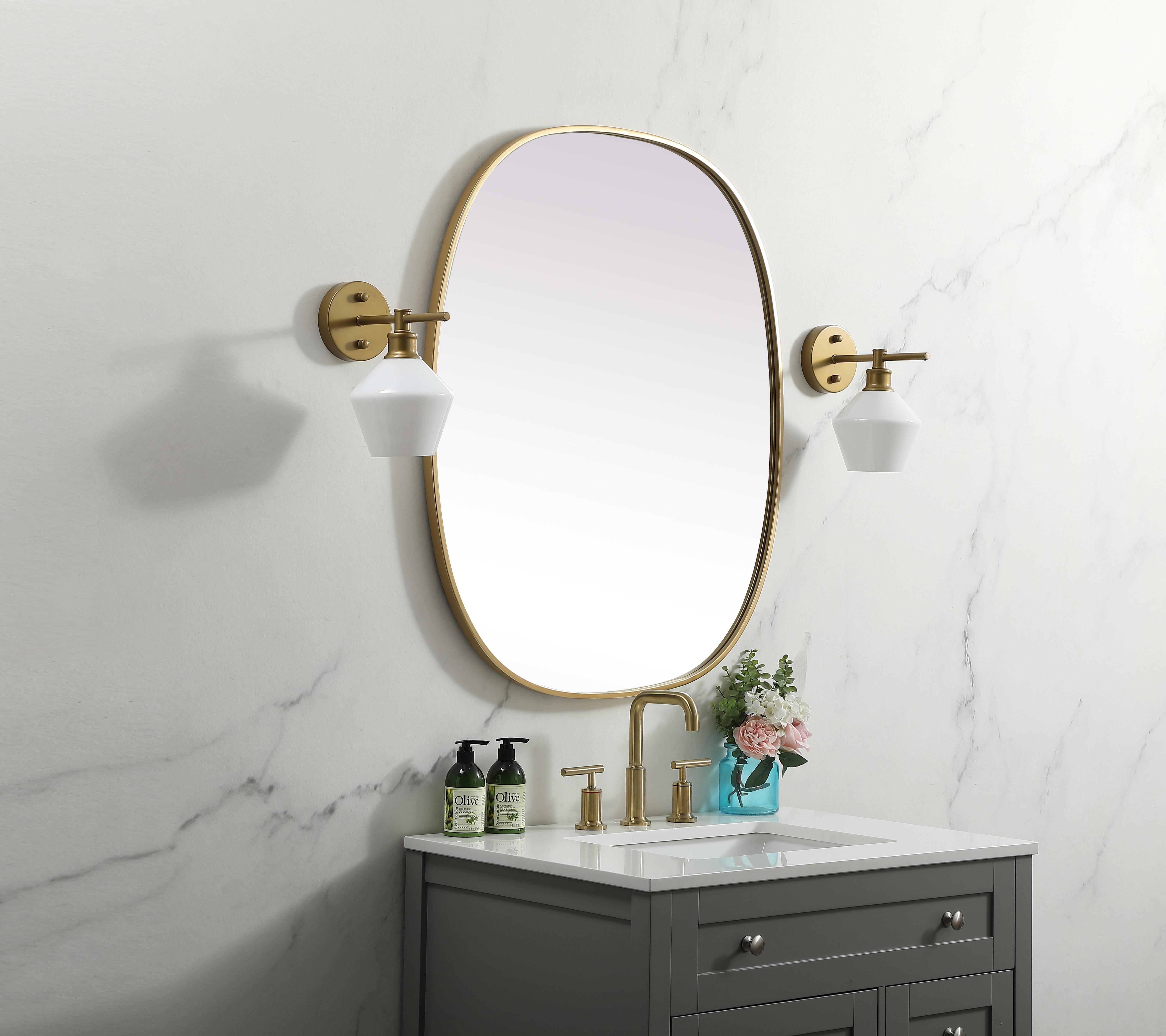 Brynn Rounded Corner Mirror in Brass - Image 3