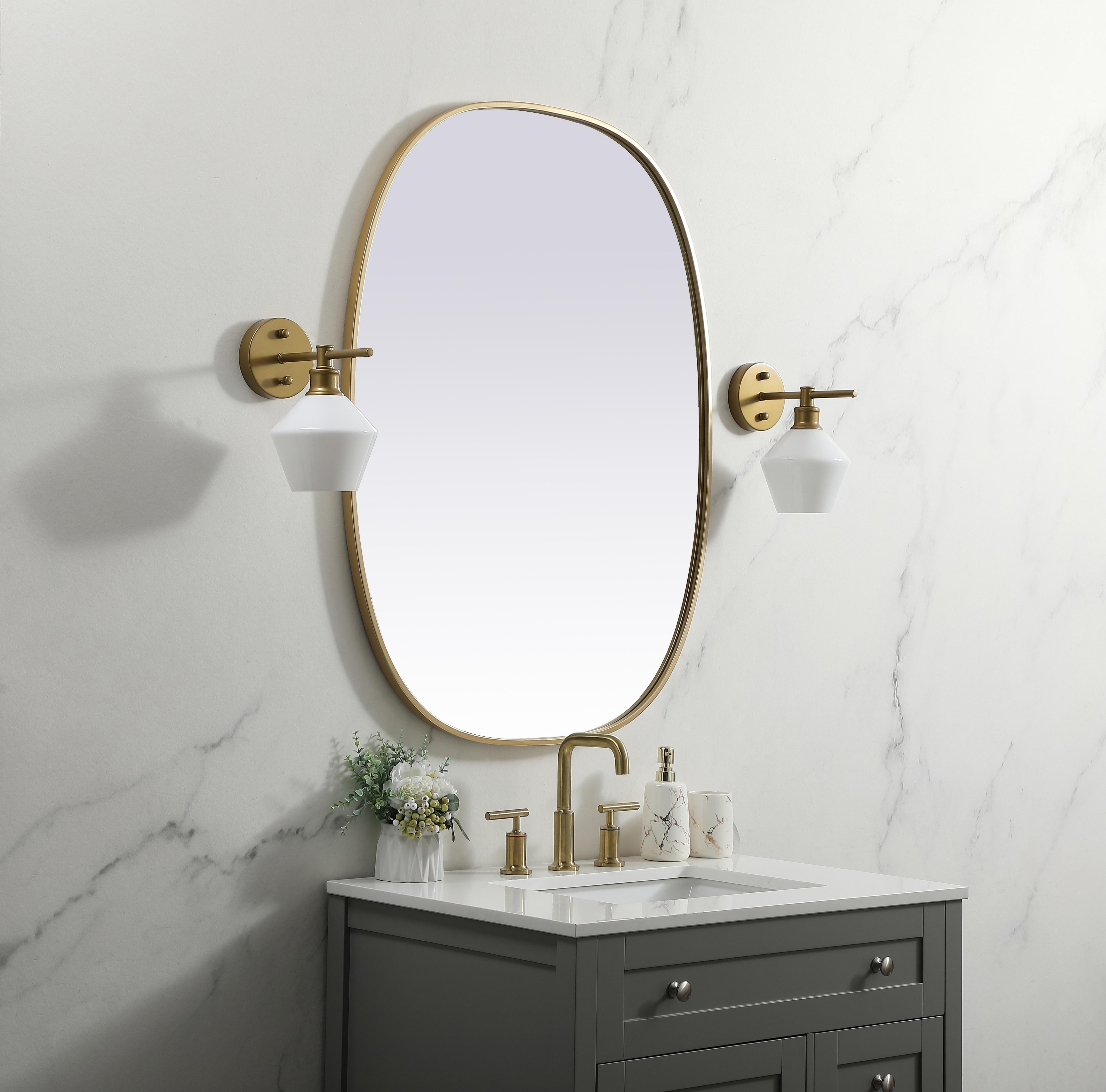 Brynn 30x40 Rounded Corner Mirror in Brass - Image 3