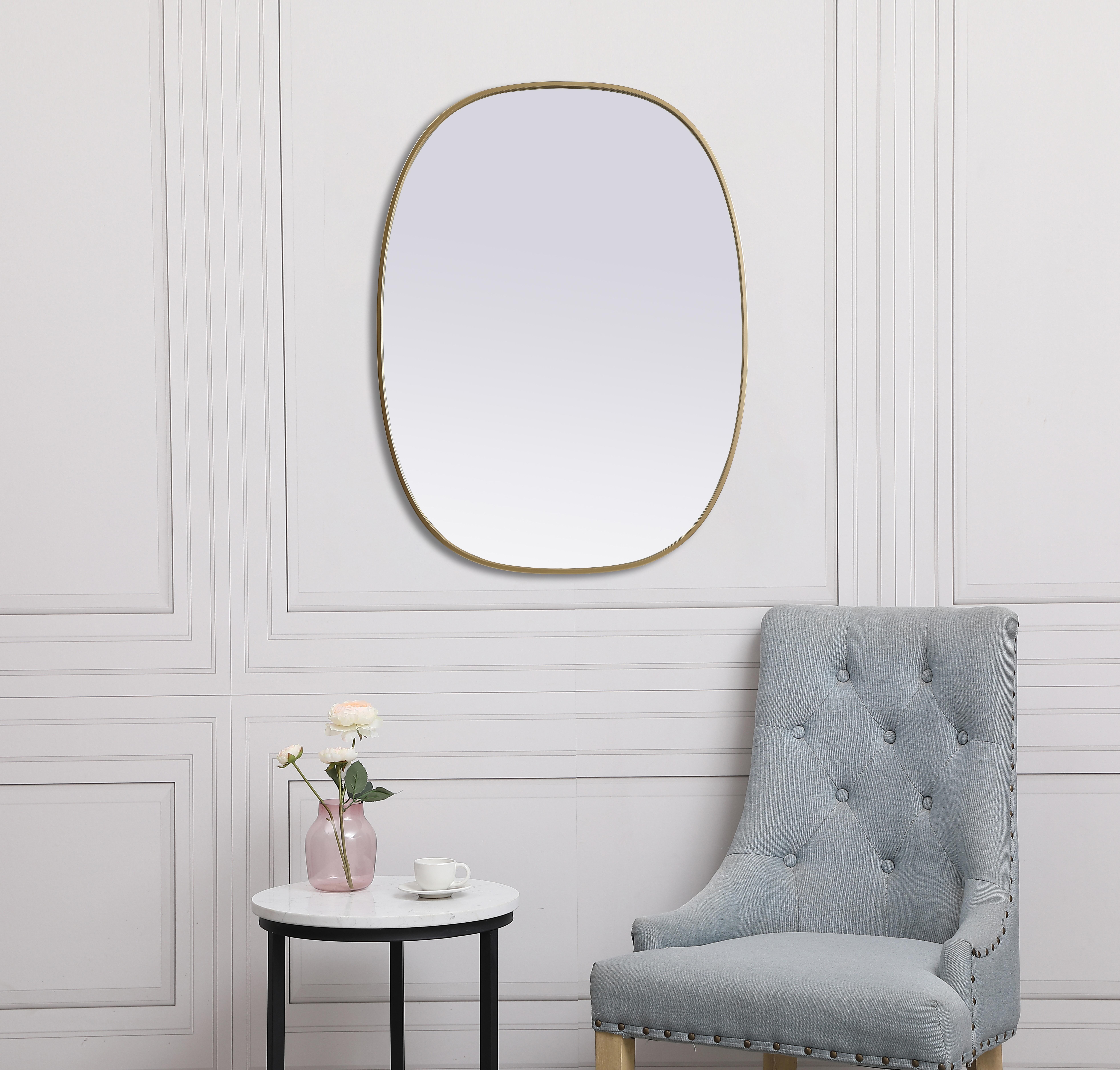 Brynn 30x40 Rounded Corner Mirror in Brass - Image 4