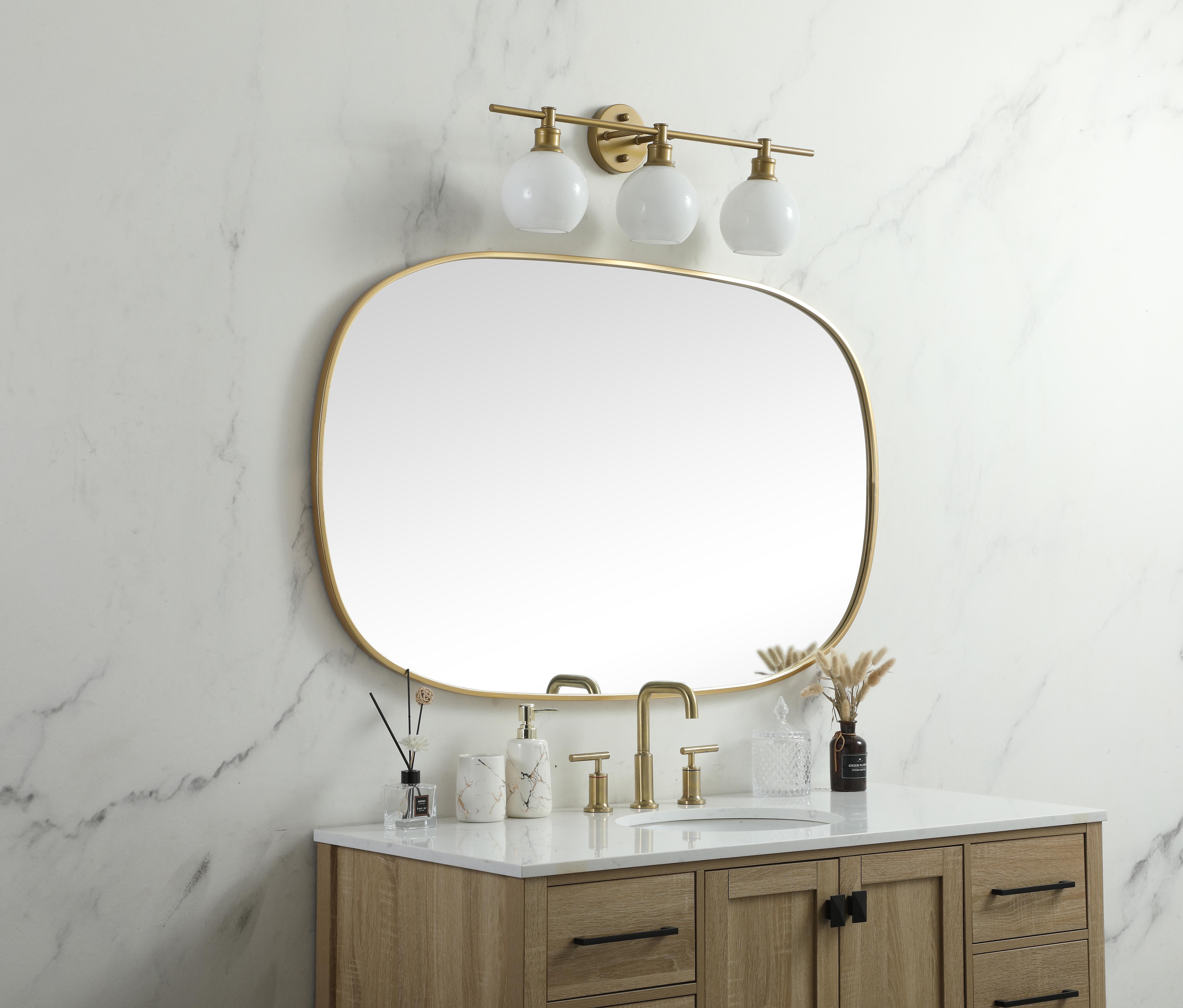 Brynn Rounded Corner Mirror in Brass - Image 3