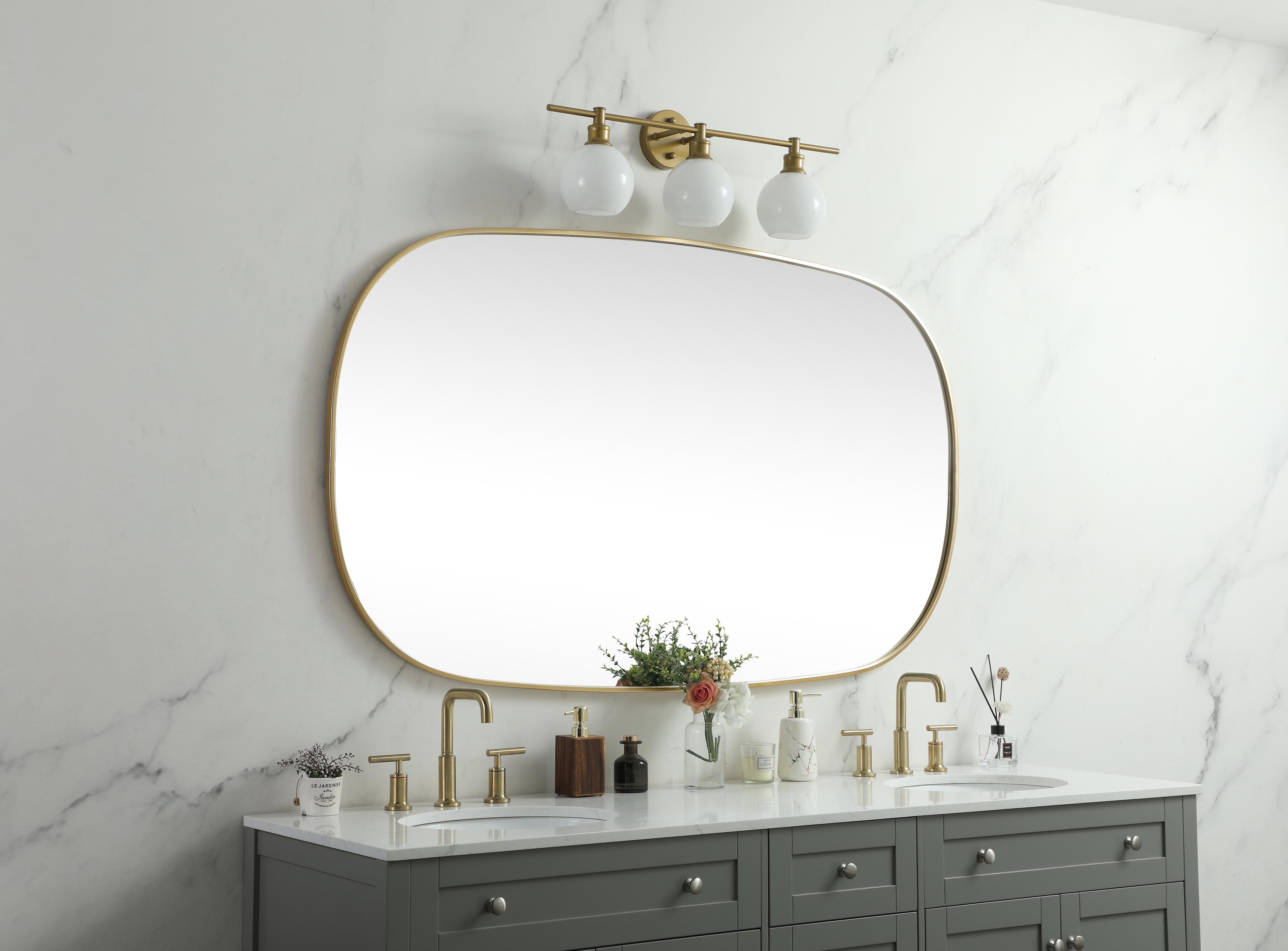 Brynn 36" x 60" Rounded Corner Mirror in Brass - Image 3