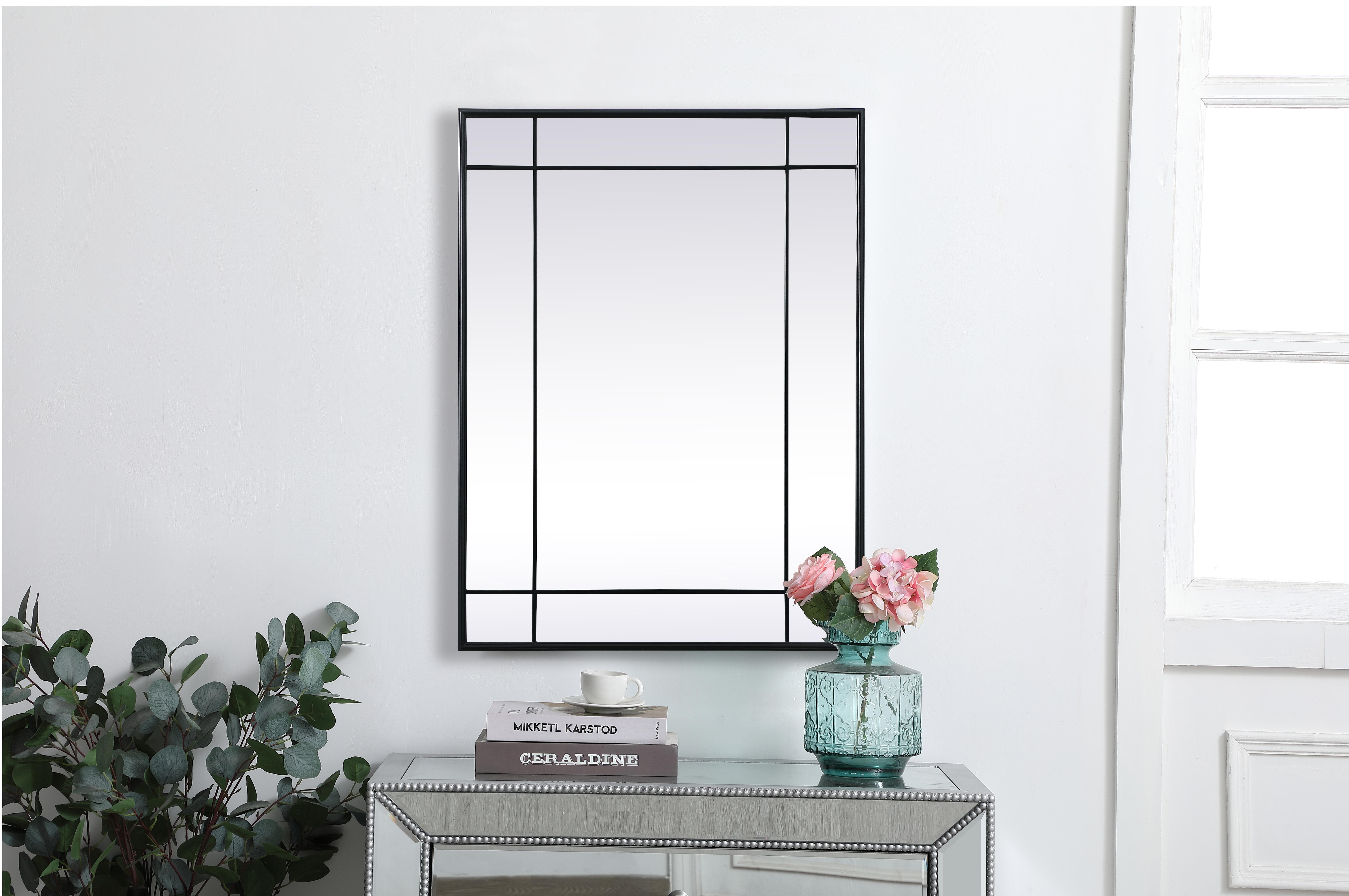 Dimensions
Length: 30"
Width: 40"
Height: 1"
Specifications
Assembly Required: no
Distressed Finish: No
Finish (Color): Black
Mirror Material: Iron and MDF
Frameless: No
Hardware Finish: Black
Harware Material: Iron
Mirror Frame Shape: Rectangle
Mirror Hanging Orientation: Vertical and Horizontal
Mirror Mounting: hanging cleats
Product Shape: Rectangle
Product Type: Decorative Mirrors
Product Warranty: 1 year limited
Weight: 25
Wire Included: No
Shipment type: Small Parcel
US Shipping Cost: $30.00 - alternate view
