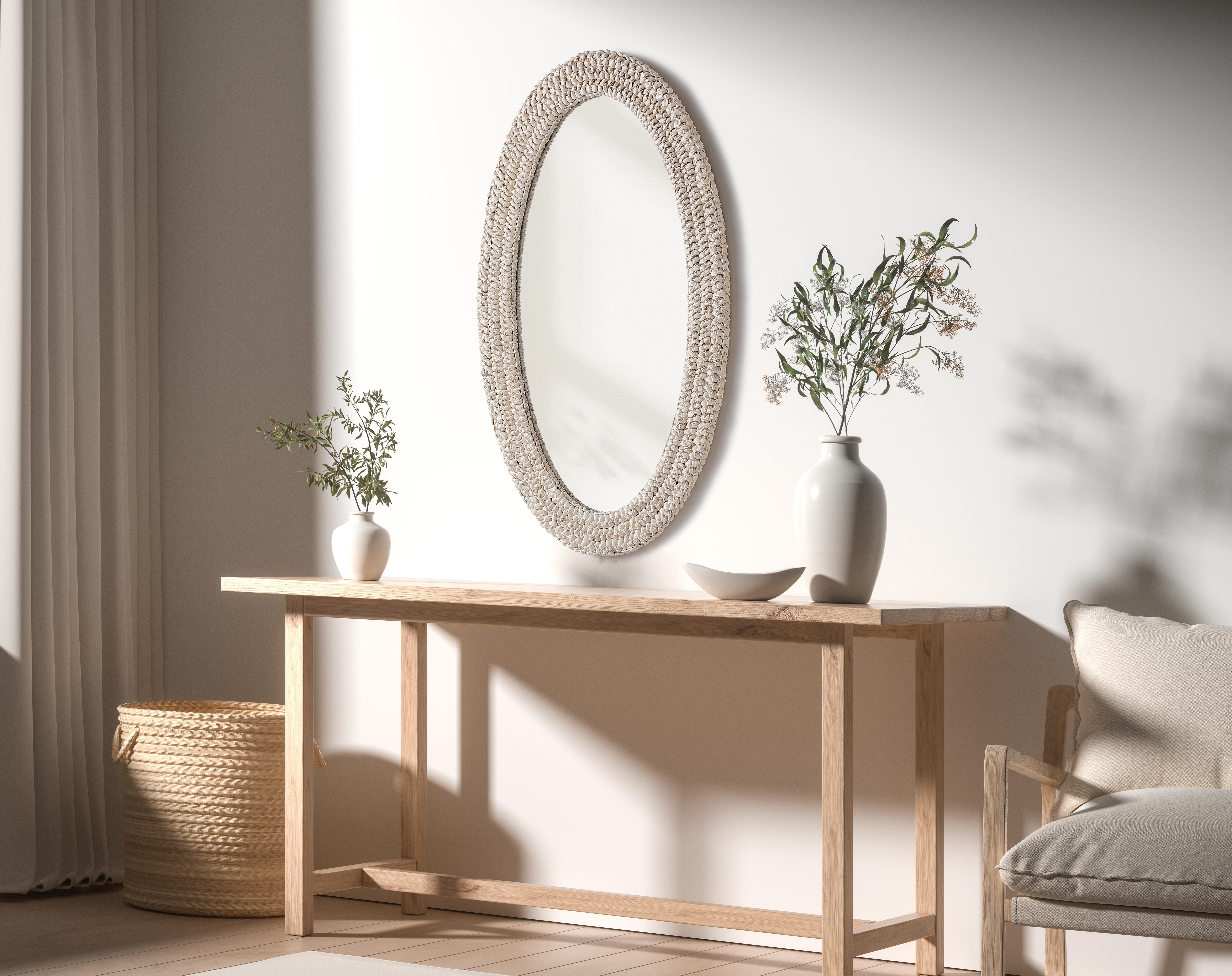 Marlowe Woven Mirror in Linen White - Image 3