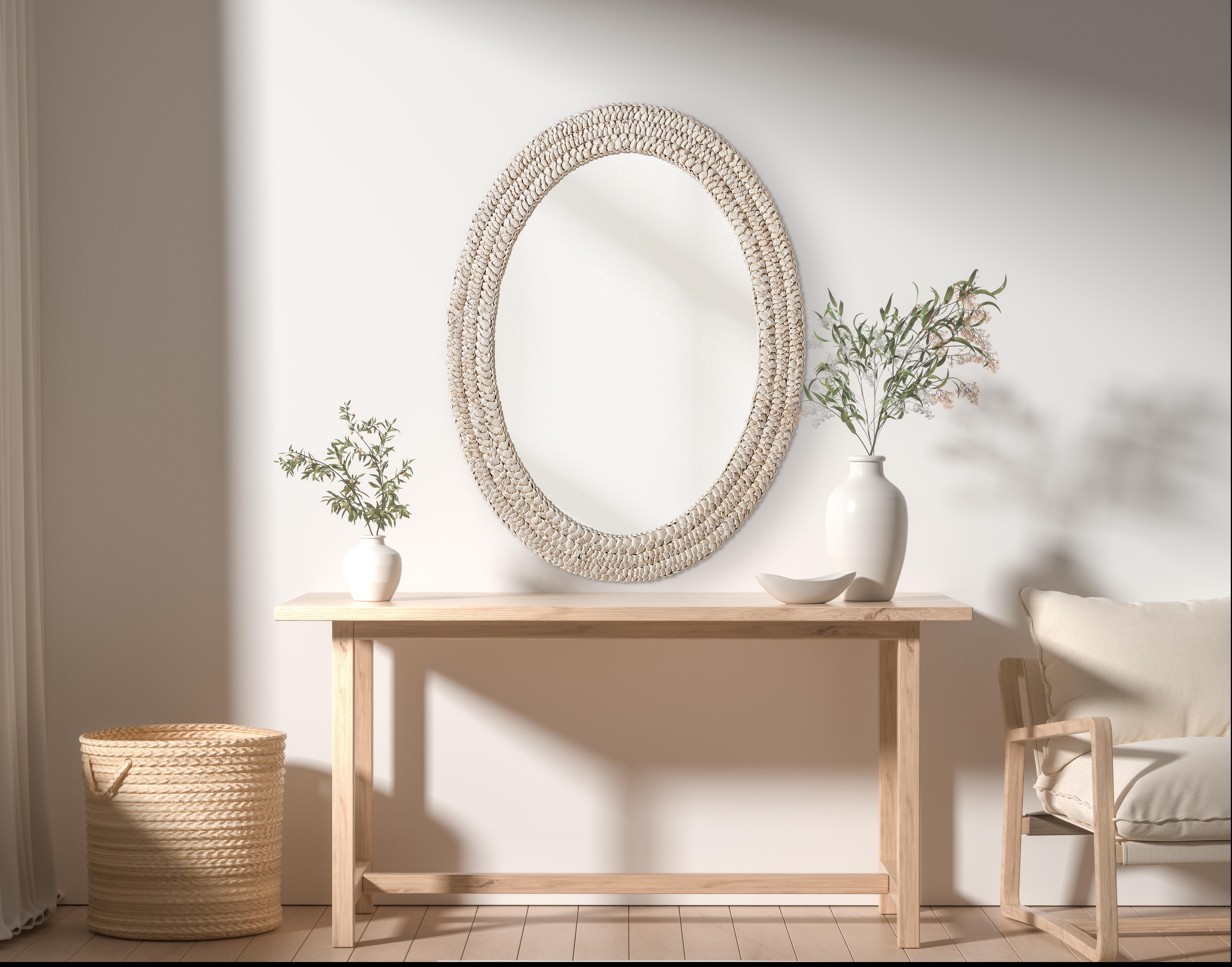 Marlowe Woven Mirror in Linen White - Image 2