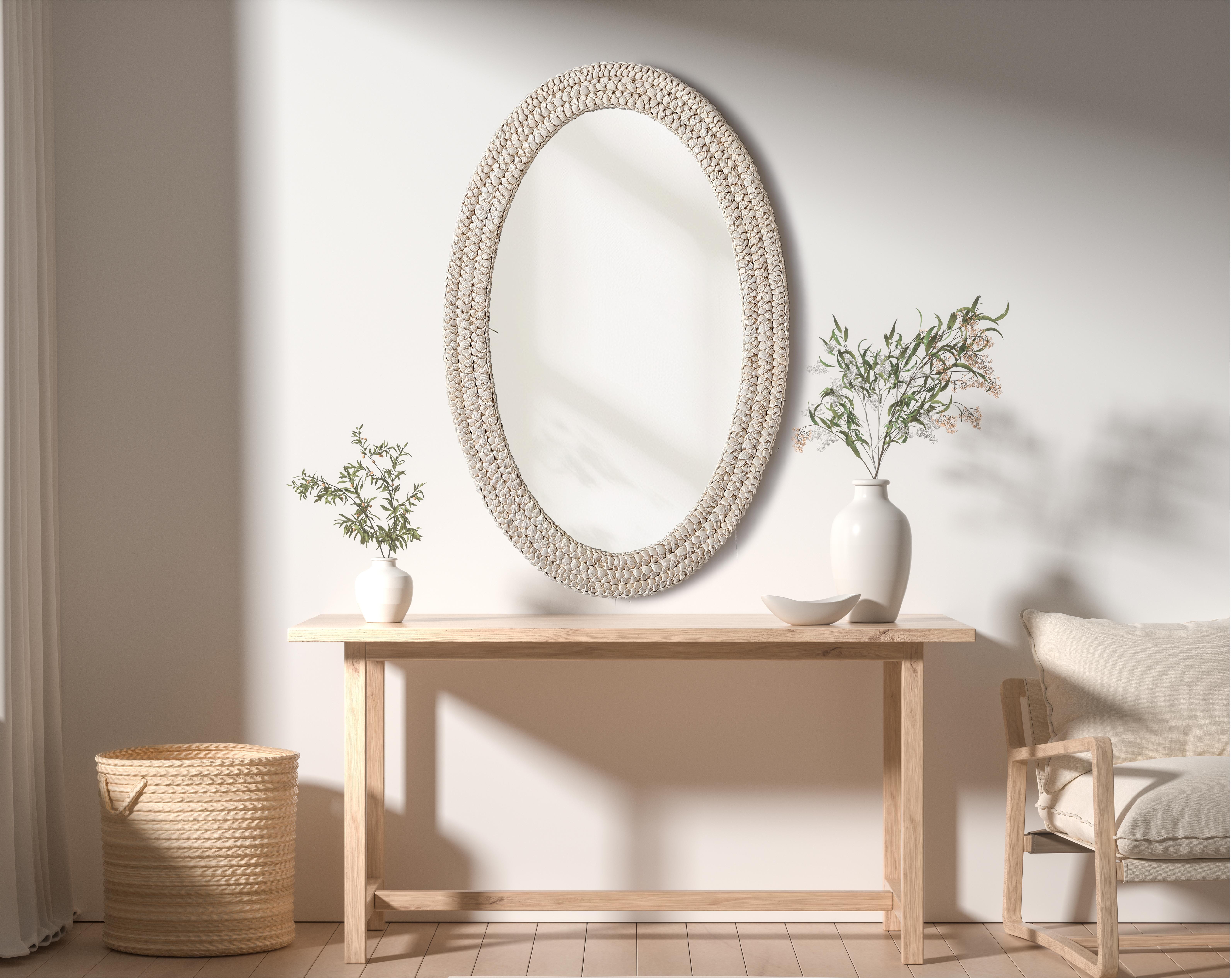 Marlowe Woven Mirror in Linen White - Image 2