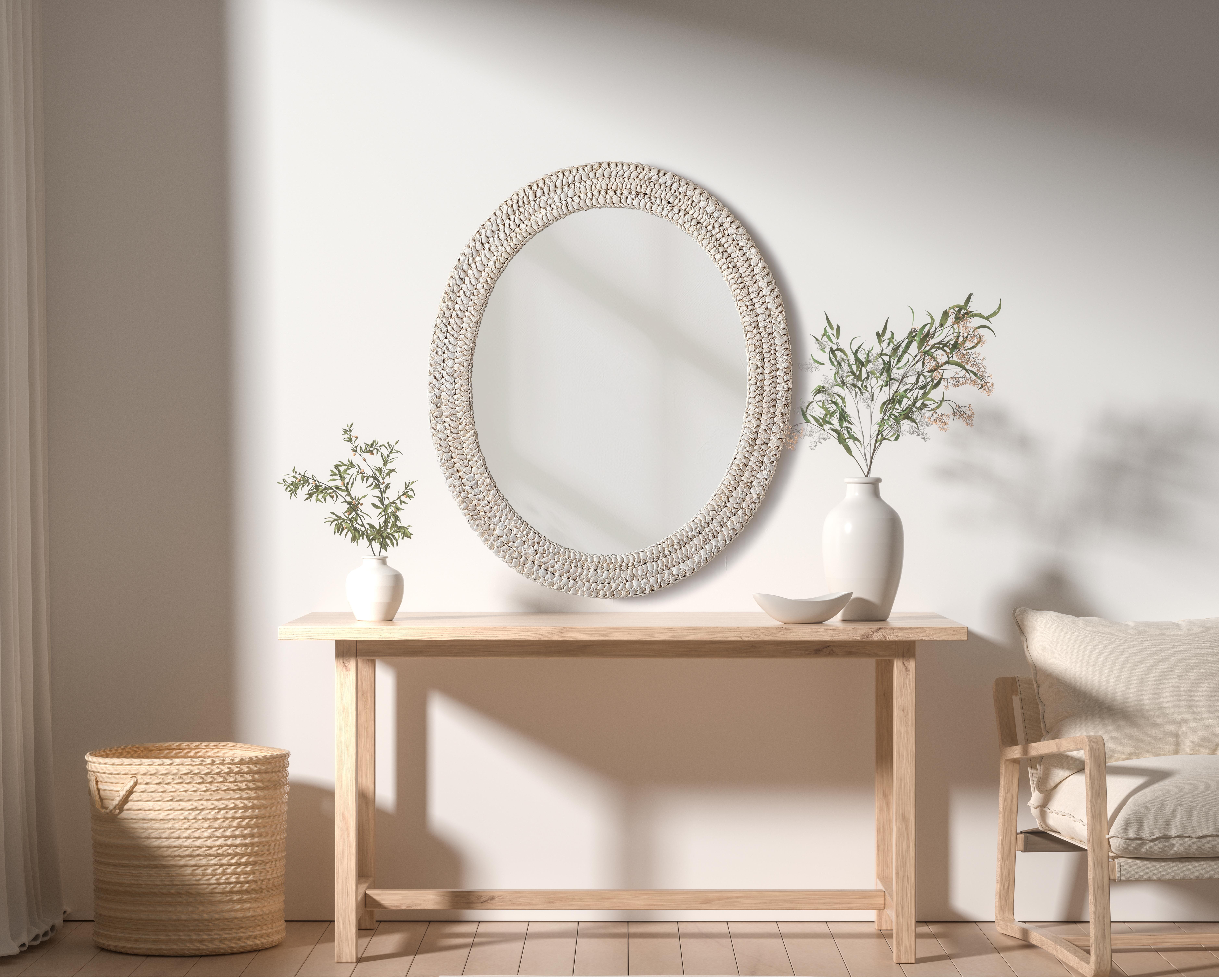 Marlowe Woven Mirror in Linen White - Image 2