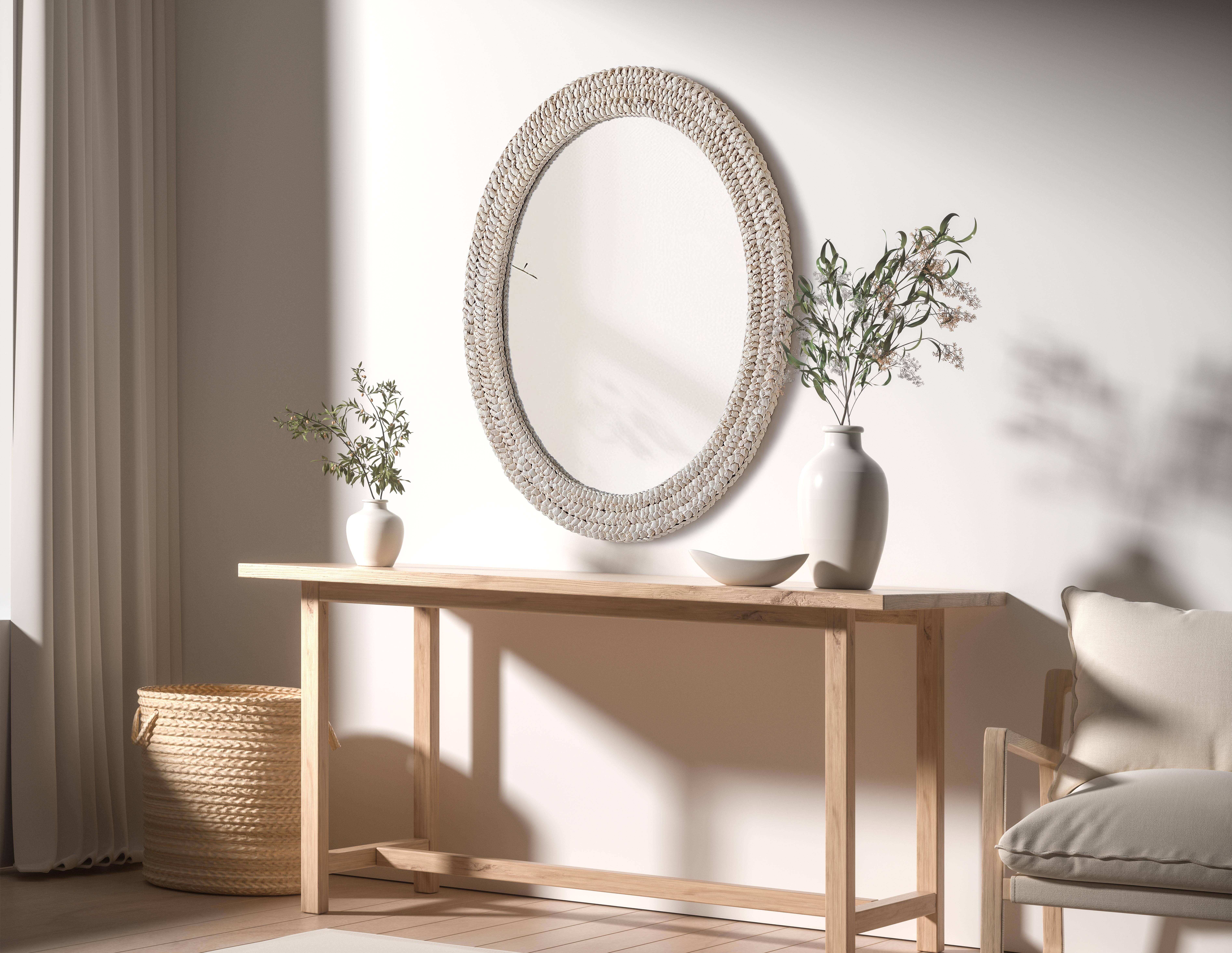 Marlowe Woven Mirror in Linen White - Image 3