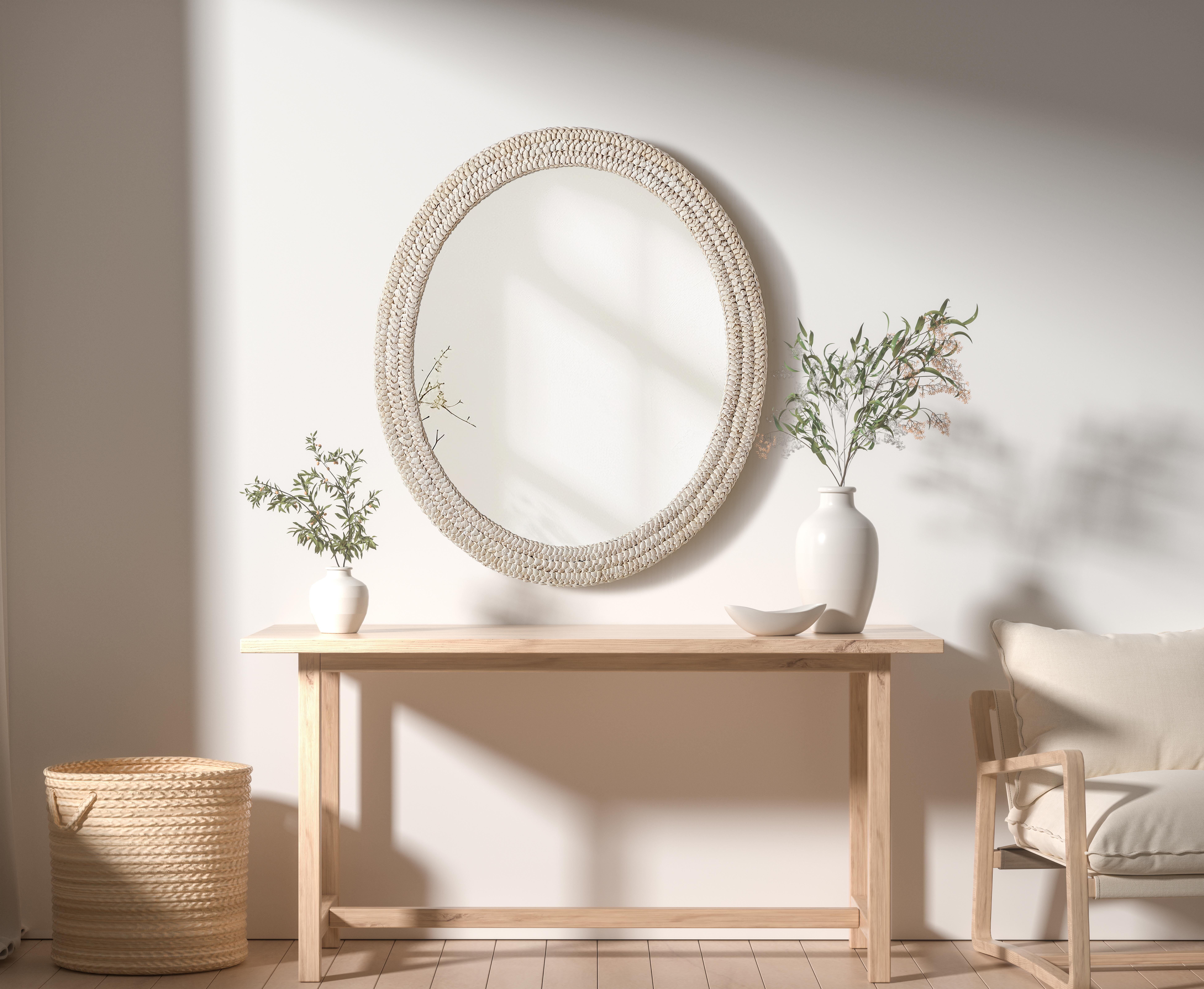 Marlowe Woven Mirror in Linen White - Image 2