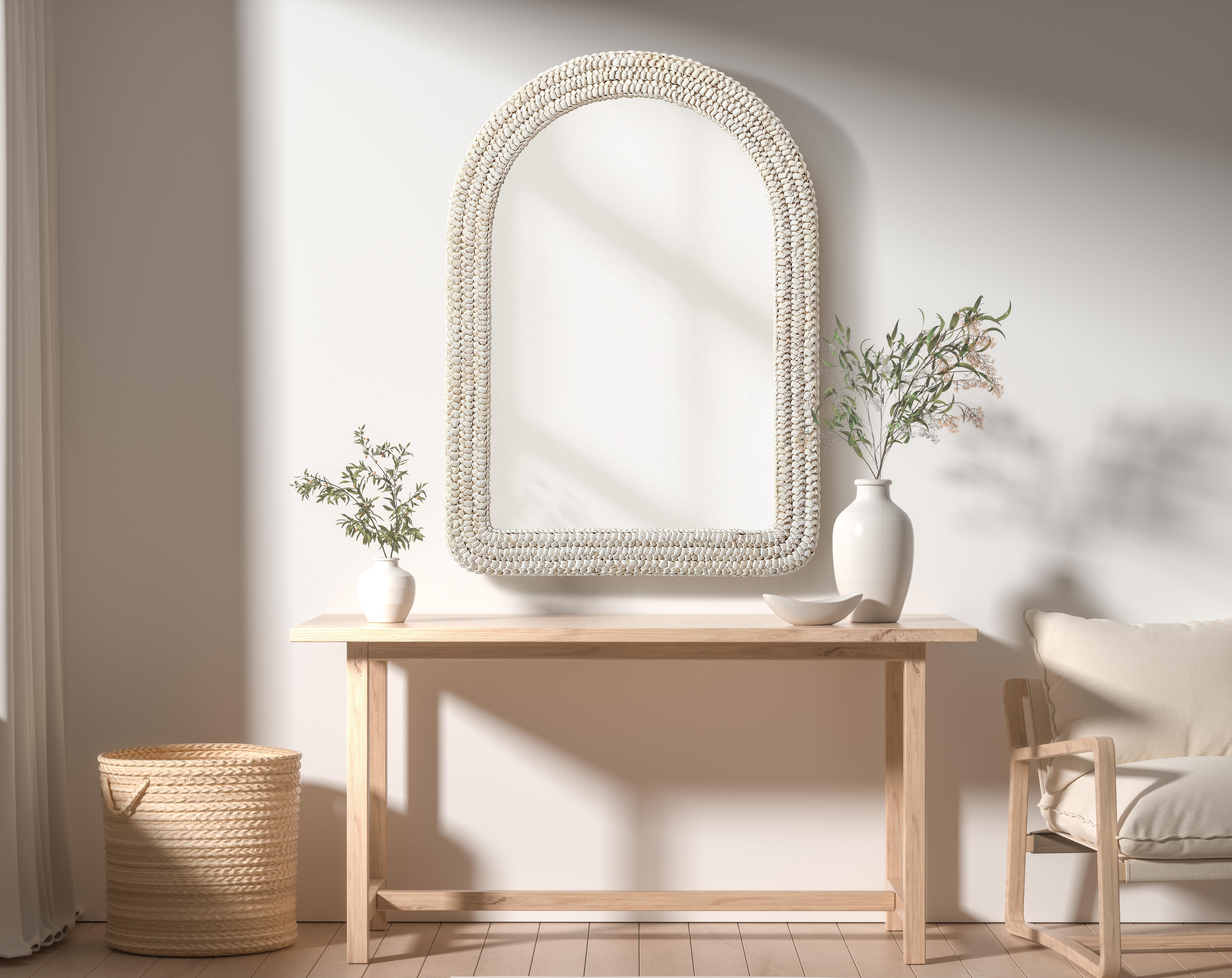 Marlowe Woven Mirror in Linen White - Image 2