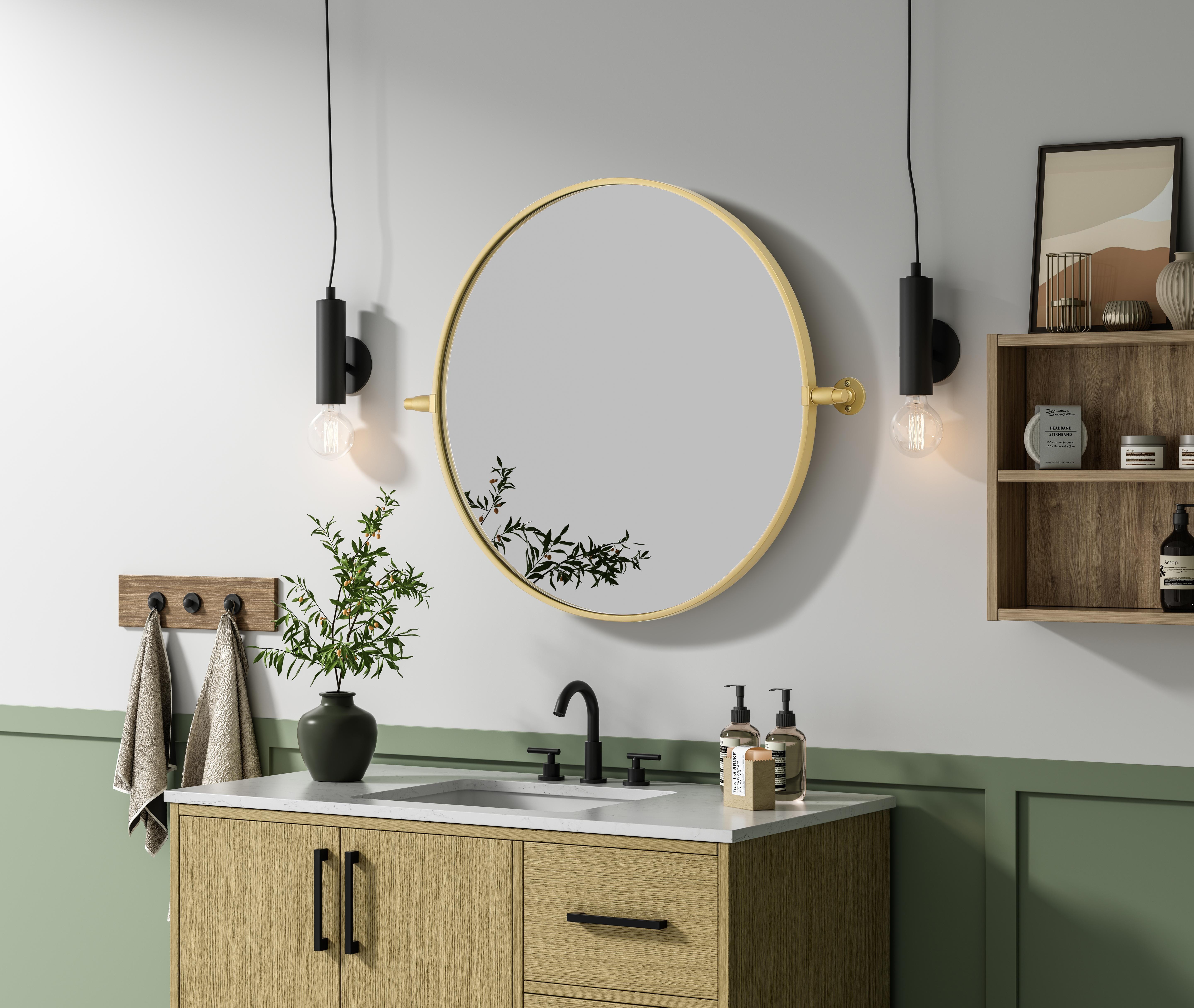 Amoura 24" Round Pivot Mirror in Brass - Image 3
