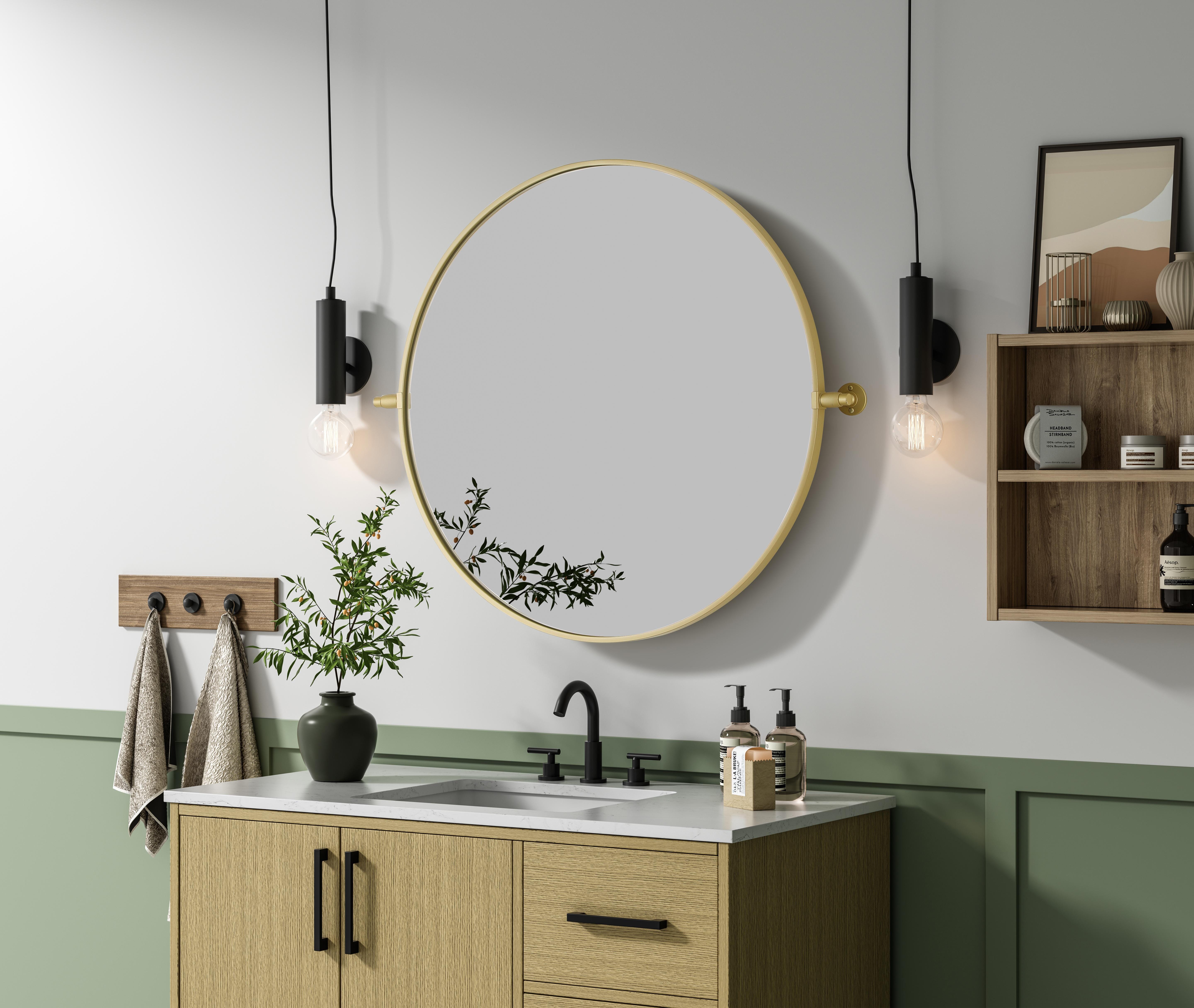 Amoura 30" Round Pivot Mirror in Brass - Image 3