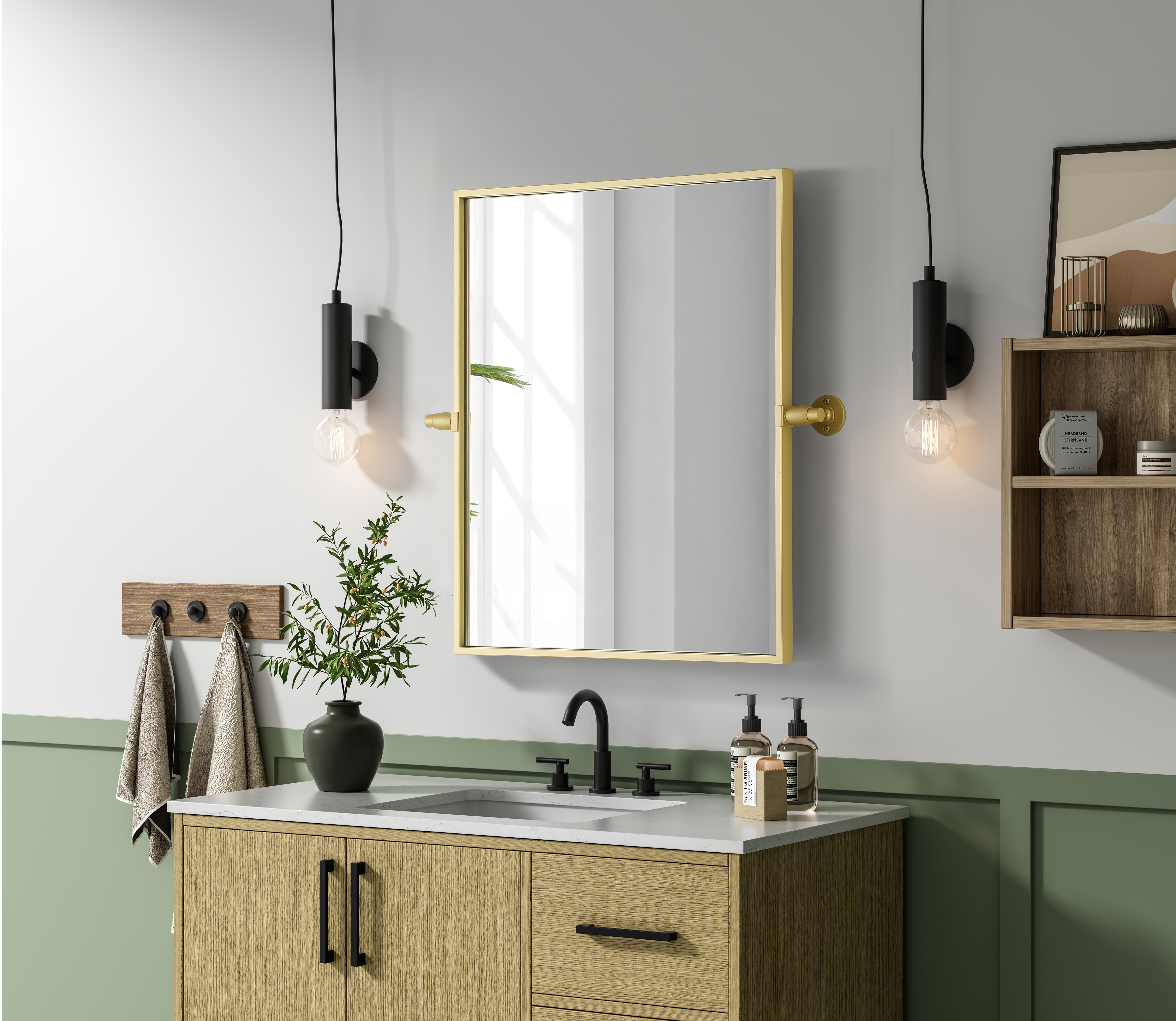 Amoura Pivot Mirror in Brass - Image 3