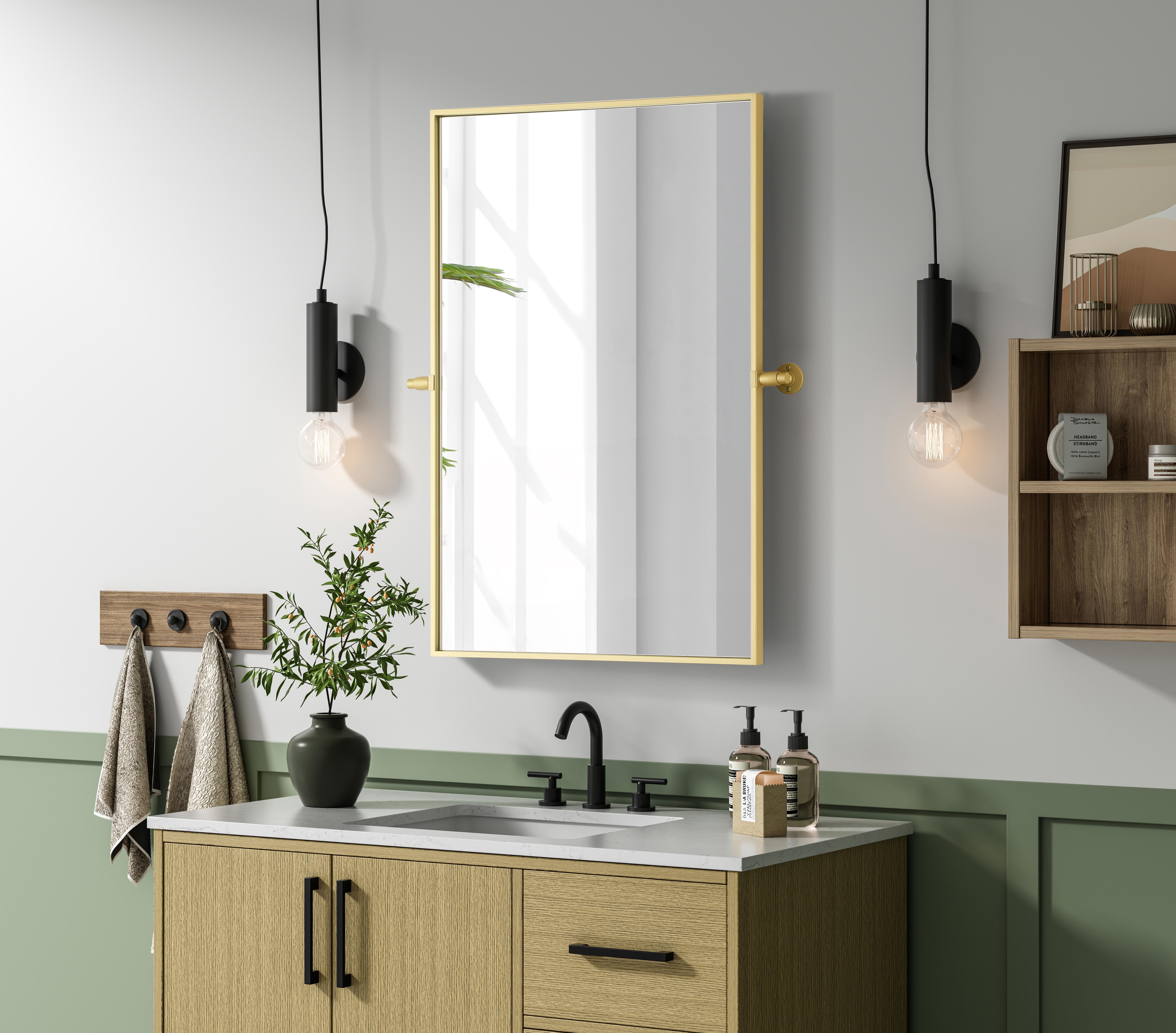 Amoura 24" x 36" Pivot Mirror in Brass - Image 3