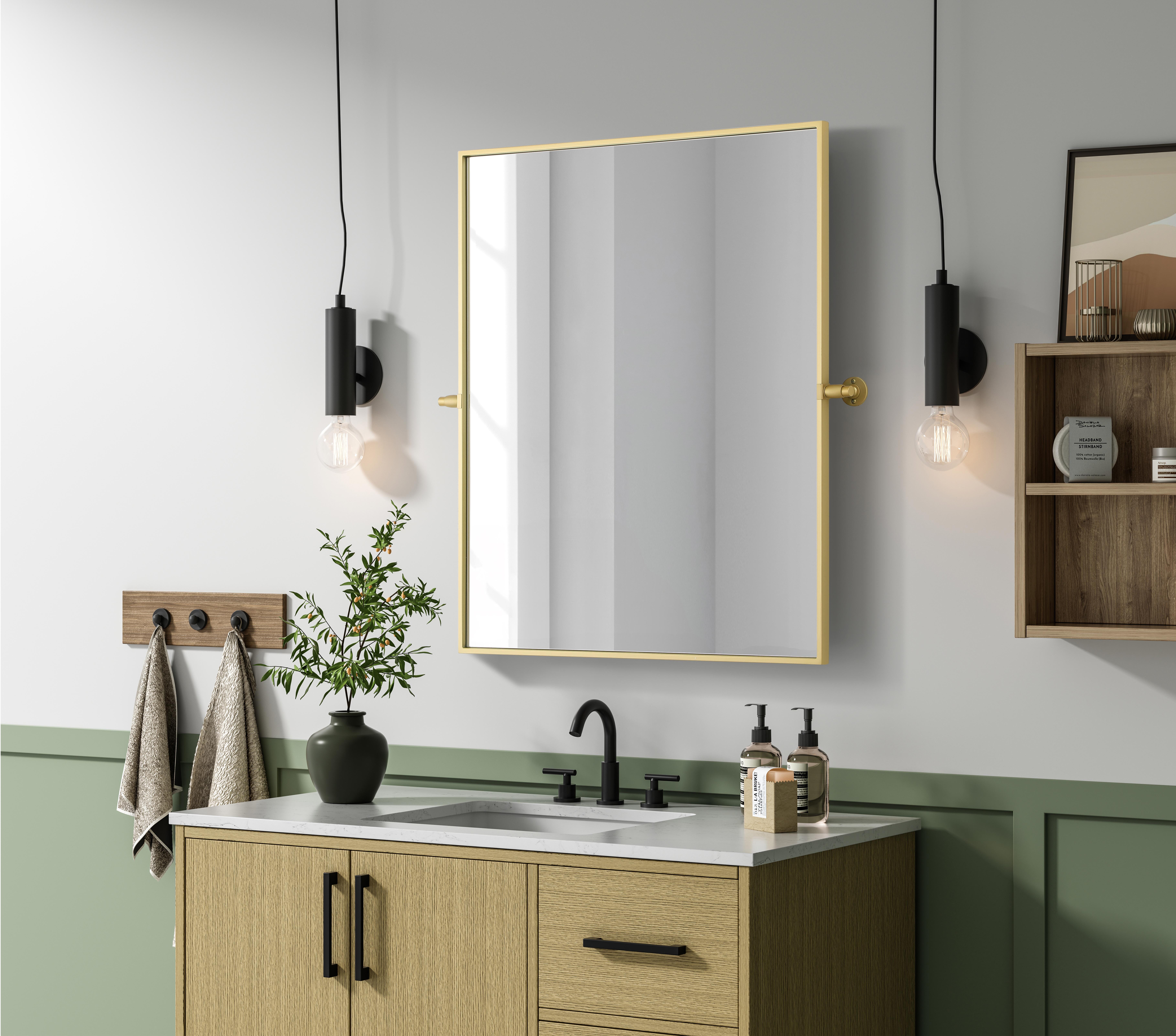 Amoura 30" x 36" Pivot Mirror in Brass - Image 3