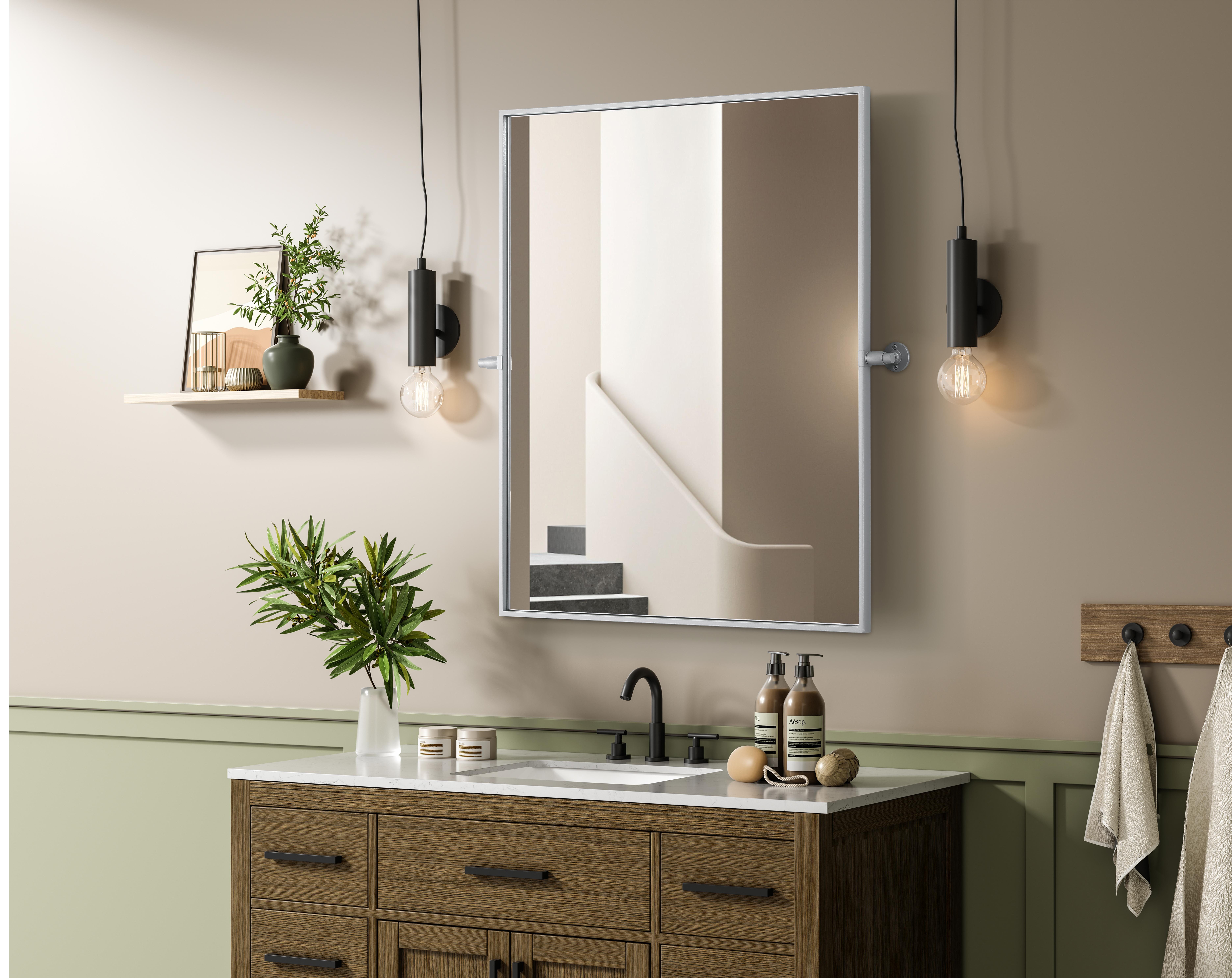 Amoura 30" x 36" Pivot Mirror in Silver - Image 3