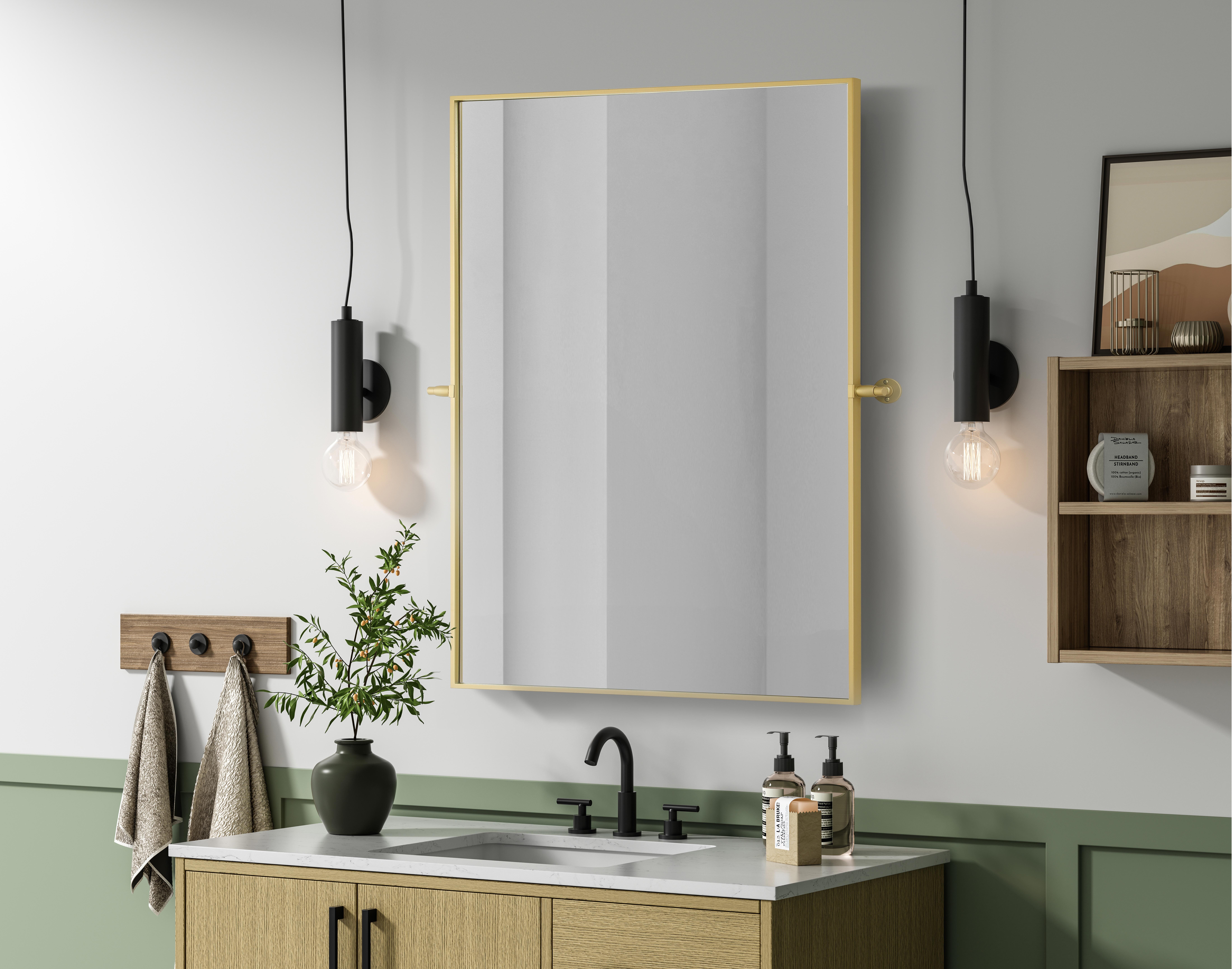 Amoura 48" x 30" Pivot Mirror in Brass - Image 3