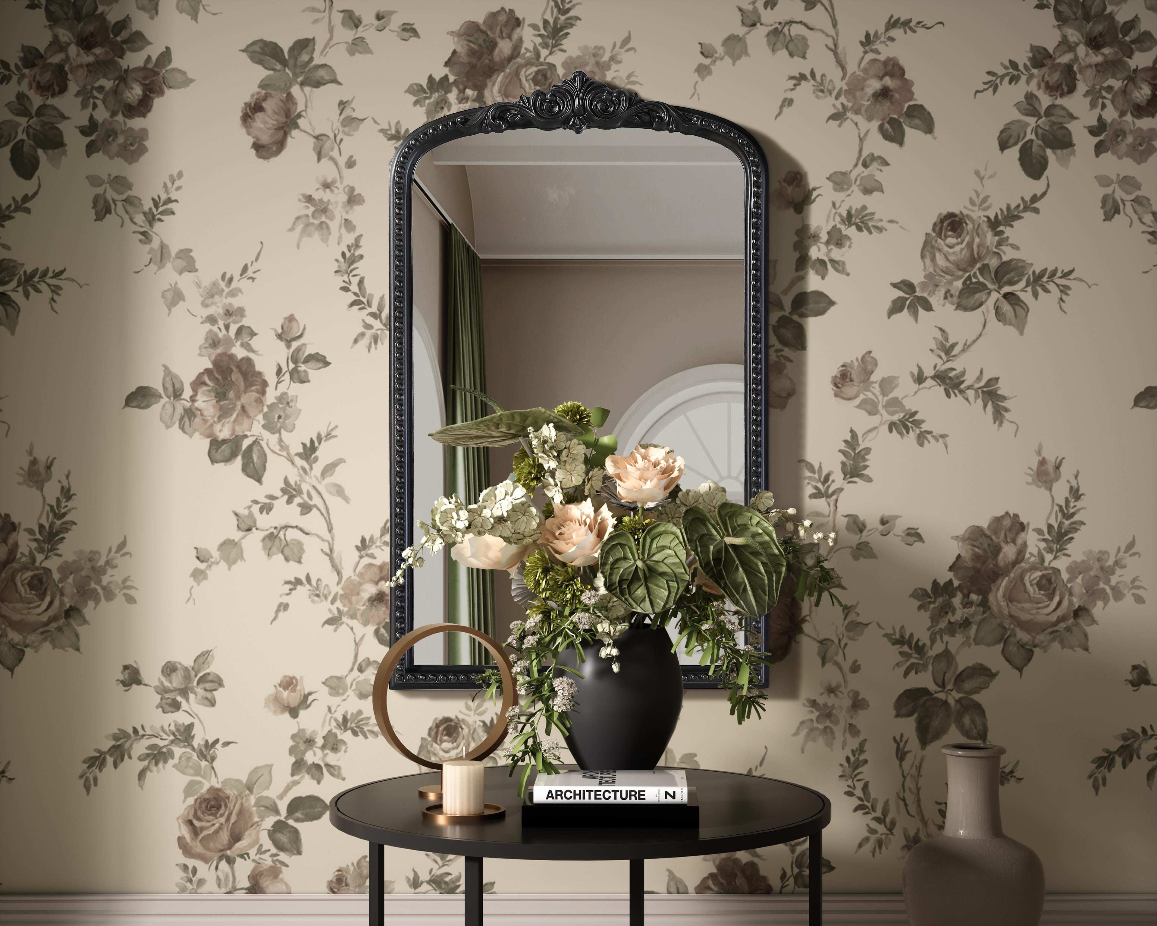 Bring classic charm and vintage character to your home with this arched wall mirror in a distressed vintage bronze finish. The hand-painted frame showcases ornate scroll and floral detailing, creating a refined, old-world aesthetic. Crafted from resin with an MDF backing board, this mirror is lightweight yet durable. Designed for vertical hanging only, it includes a metal inset hanger for easy installation (hardware not included). Whether placed above a fireplace mantel, in an entryway, or as an accent piece in a living room, this mirror enhances the space with its architectural beauty. Available in multiple sizes and an alternative antique brass finish, it is a versatile addition to classic, vintage, or French-inspired interiors. Collection: Naomi Rooms: entry way, living room, dining room, bedroom, office Finish: Vintage Bronze Width: 22.00" Height: 36.00" Weight: 16.00 lb Material: Resin Country of Origin: Vietnam Manufacturer Warranty: 1 year limited - alternate view