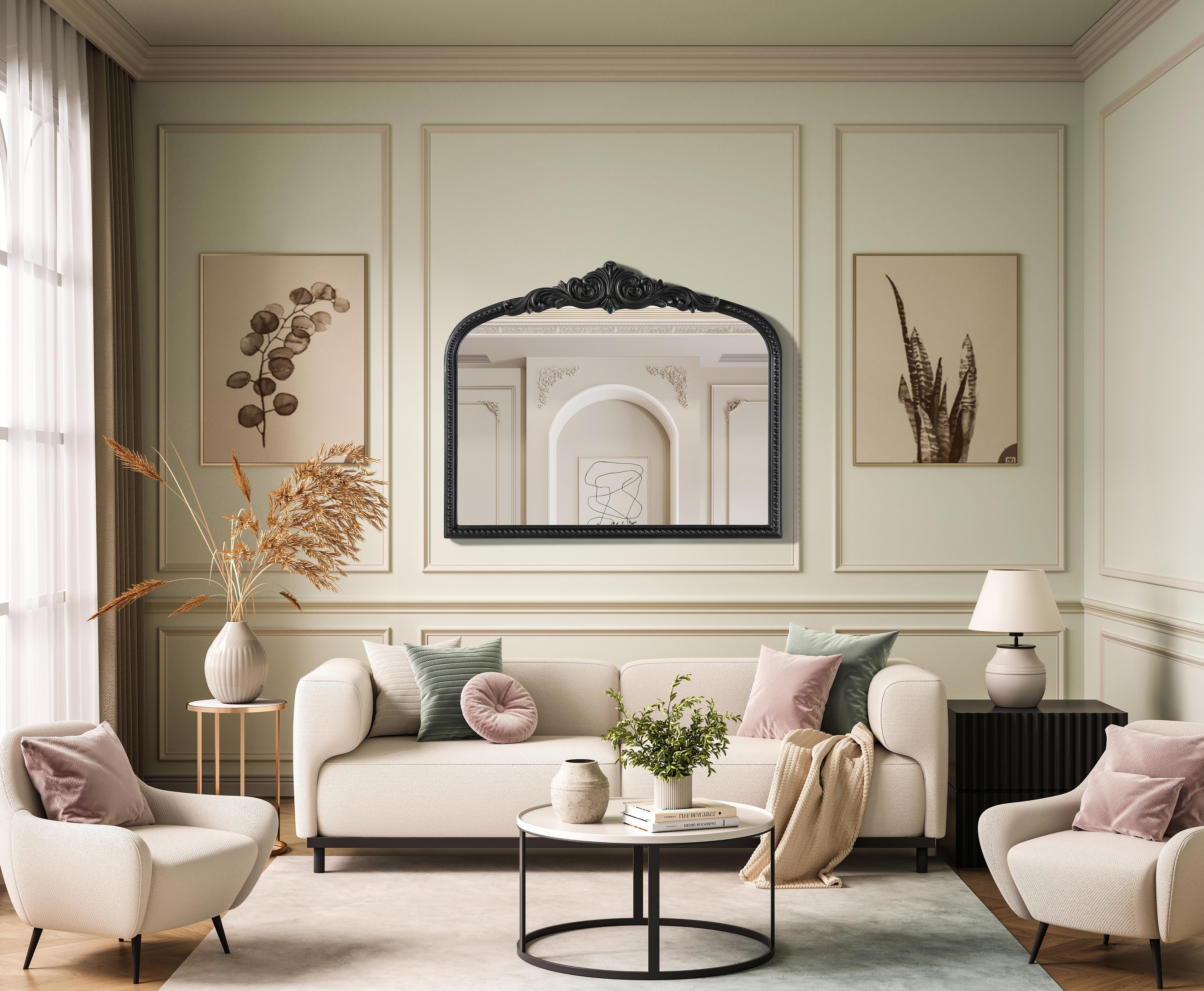Dimensions
Width: 36"
Height: 30"
Depth: 1.4"
Specifications
Assembly Required: No
Distressed Finish: Yes
Finish (Color): Vintage Bronze
Mirror Material: Resin
Frameless: No
Hardware Finish: Nickel
Harware Material: Metal
Mirror Frame Shape: Rectangle
Mirror Hanging Orientation: Vertical
Mirror Mounting: Metal Inset hanger
Mirror Type: Resin wall mirror
Product Shape: Rectangle
Product Type: Decorative Mirrors
Product Warranty: 1 year limited
#N/A
27
Wire Included: No
Shipment type: Small Parcel - alternate view