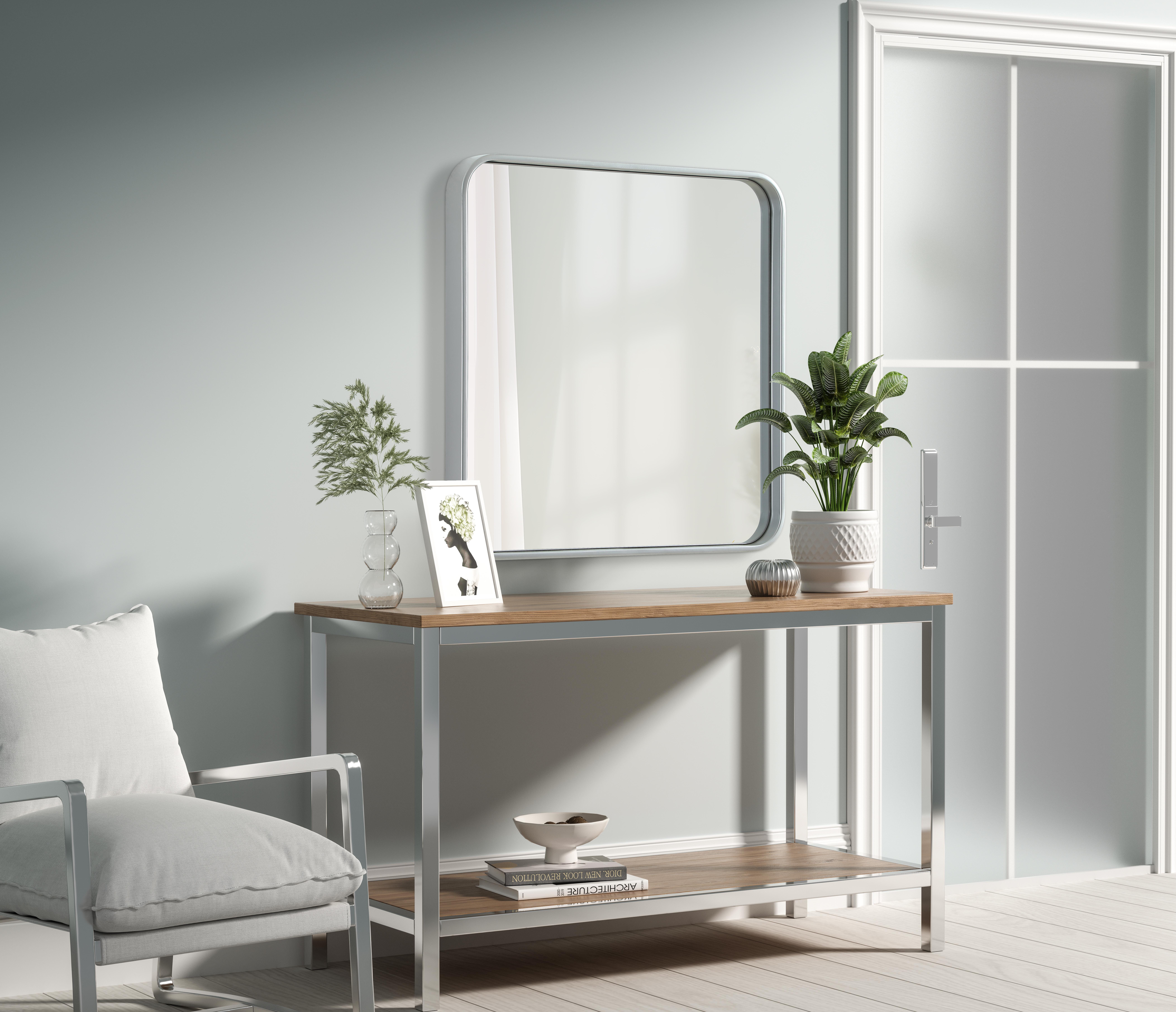 Remy 24" Square Wall Mirror in Silver - Image 3