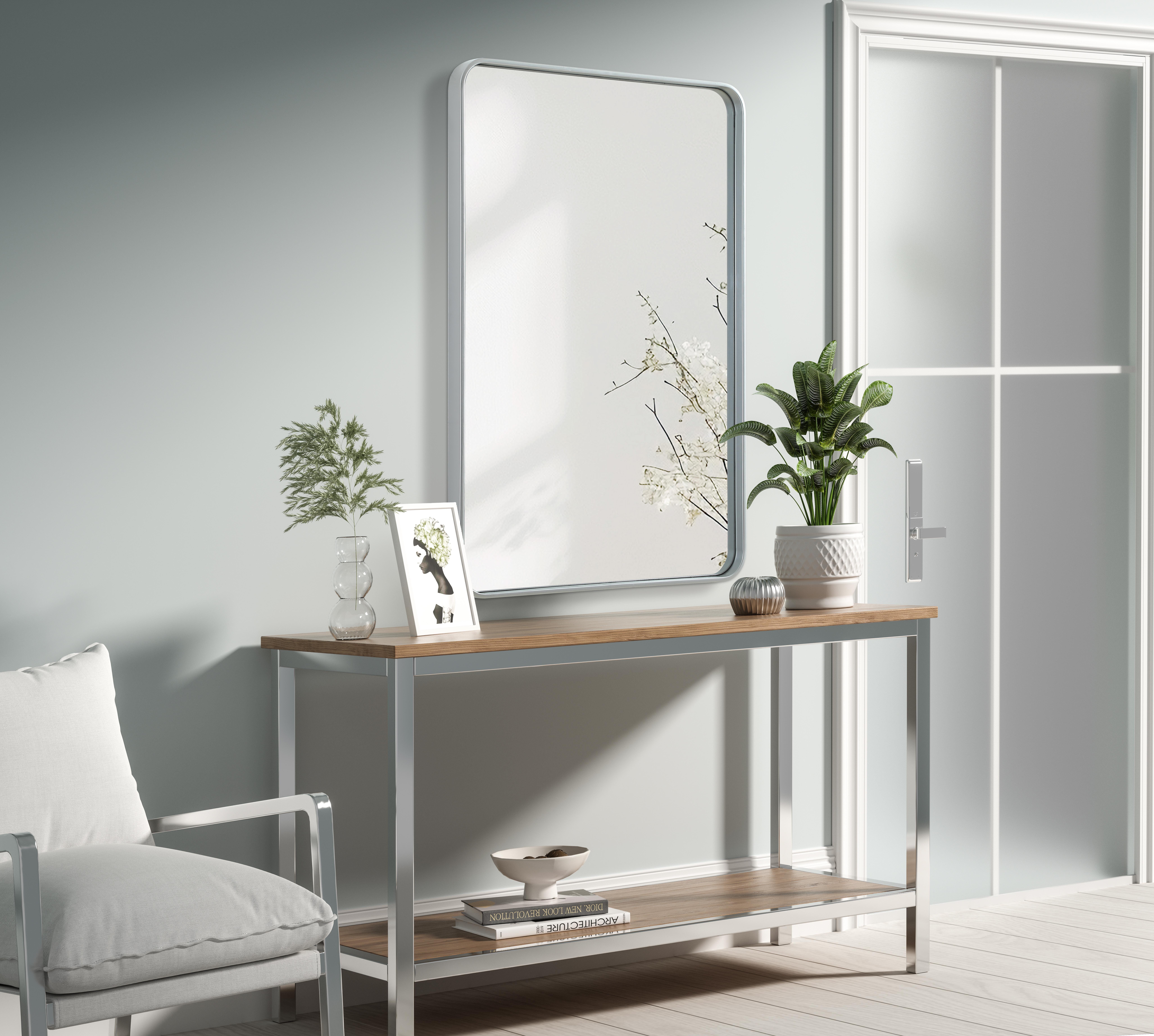 Remy 28" x 42" Wall Mirror in Silver - Image 3