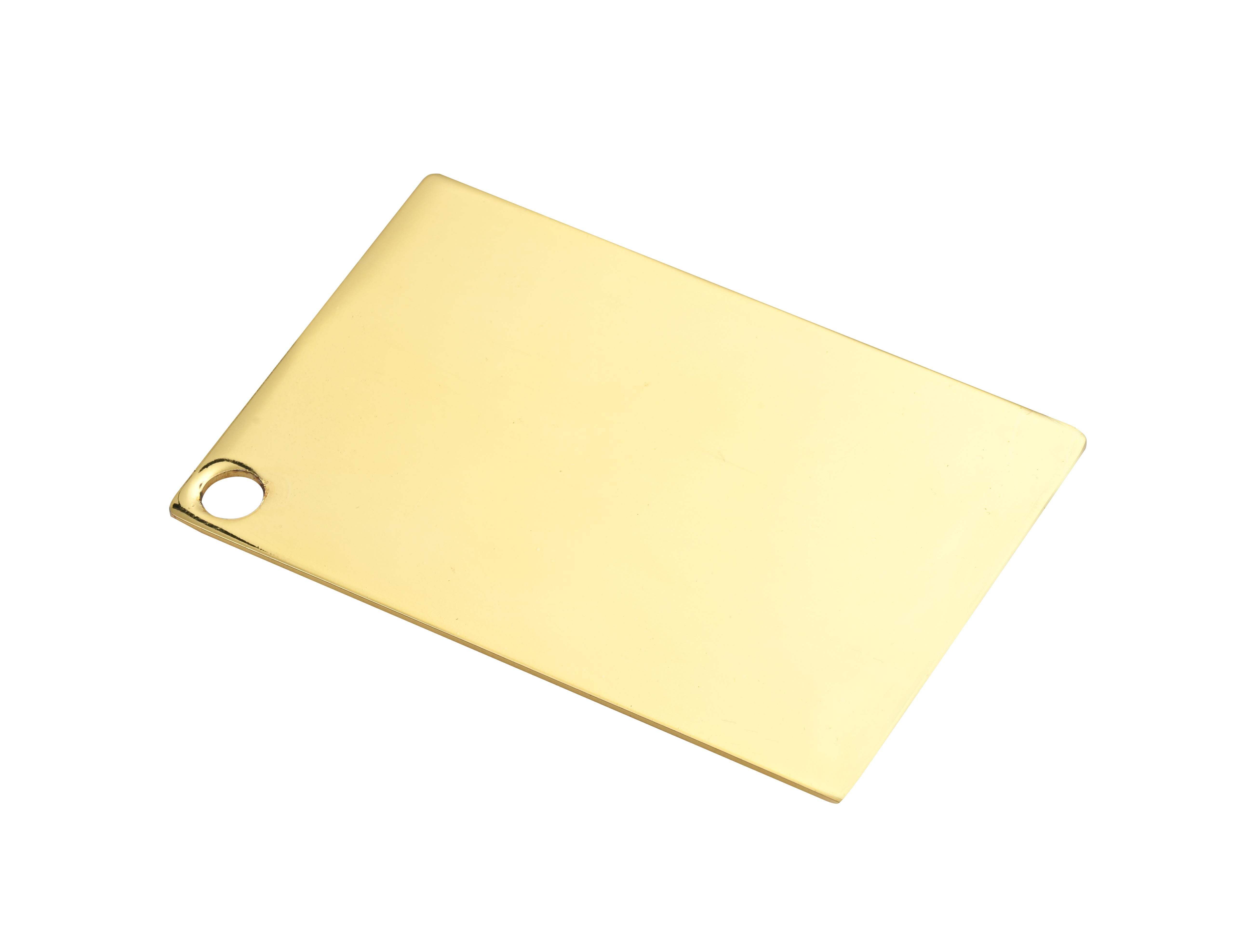 Dimensions
Length: 3"
Width: 2"
Height: 0.05"
Specifications
Finish (Color): Gold
Product Type: Metal Finsh Sample
1
Wire Included: No
Shipment type: small parcel
US Shipping Cost: $13.00 - alternate view