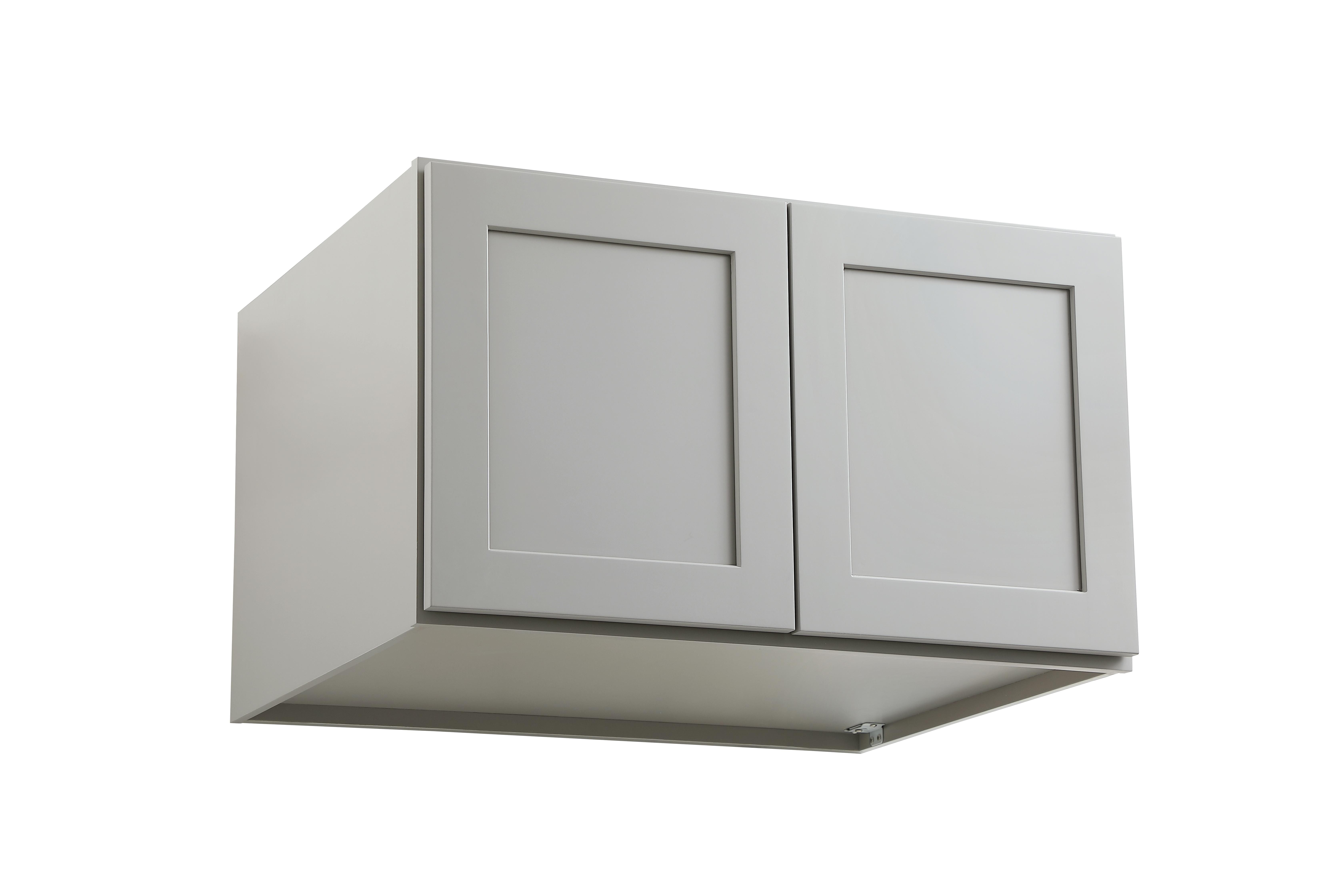 Installation Manual
Specification Sheet
Dimensions
Length: 30"
Width: 24"
Height: 18"
Specifications
Assembly Required: Yes
Distressed Finish: No
Finish (Color): Grey
Rubberwood and Plywood
Product Shape: Rectangle
Product Type: Kitchen Wall Cabinet
Product Warranty: 1 year limited
Weight: 44.65
Wire Included: No
Wood Type: Rubberwood
Shipment type: Small Parcel
Drawers
Drawers Included: No
Shelves
Number of Shelves: 1 - alternate view