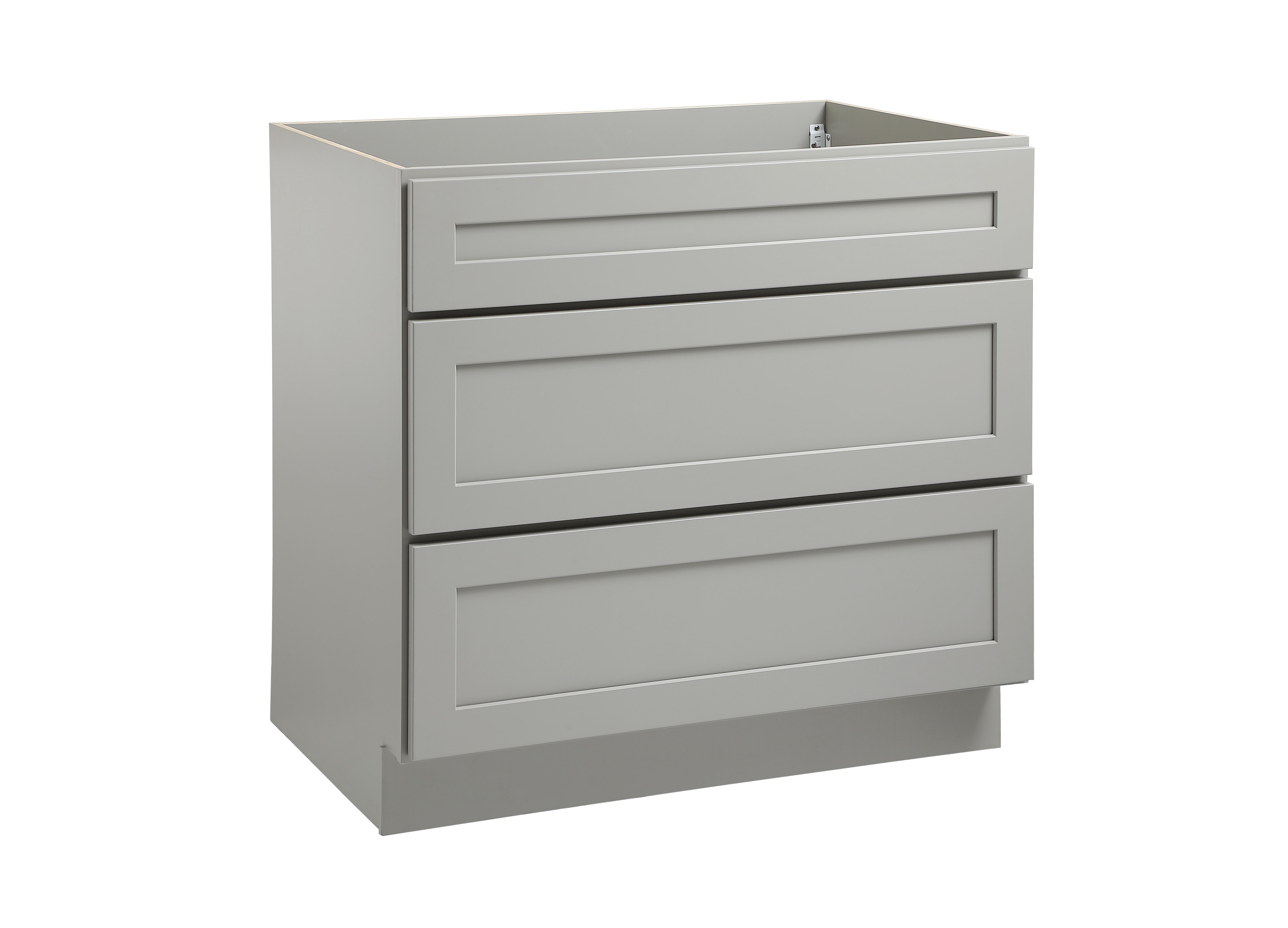 Installation Manual
Specification Sheet
Dimensions
Length: 36"
Width: 24"
Height: 34.5"
Specifications
Assembly Required: Yes
Distressed Finish: No
Finish (Color): Grey
Rubberwood and Plywood
Product Shape: Rectangle
Product Type: Kitchen Sink Base Cabinet
Product Warranty: 1 year limited
Weight: 76.5
Wire Included: No
Wood Type: Rubberwood
Shipment type: Small Parcel
Drawers
Drawers Included: Yes
Number of Drawers: 3 - alternate view