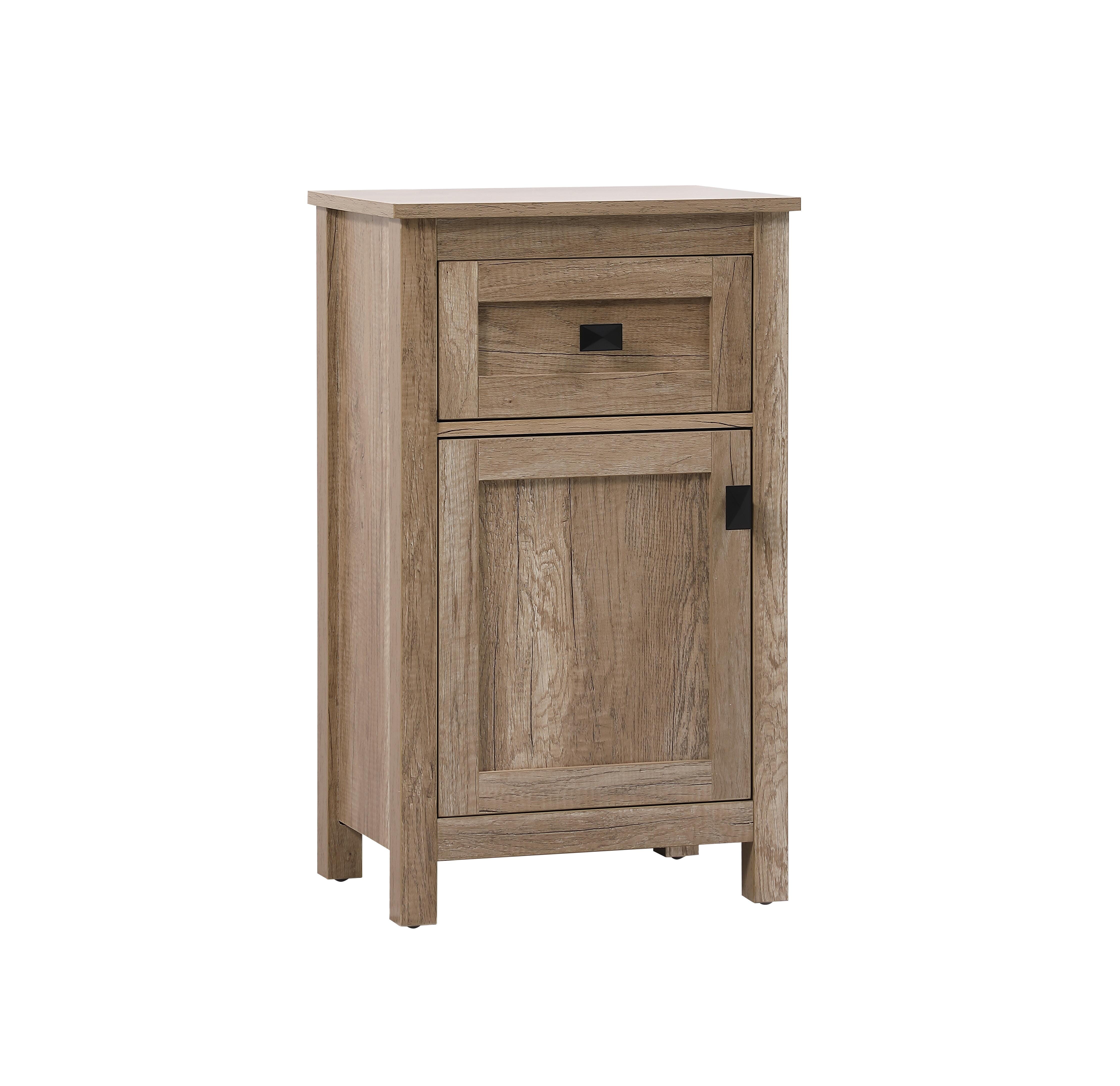 Specification Sheet
Dimensions
Length: 18"
Width: 13"
Height: 30"
Table Top Width: 18"
Specifications
Assembly Required: NO
Distressed Finish: NO
Finish (Color): Natural Oak
Cabinet Material: MDF
Hardware Finish: Black
Harware Material: Zinc Alloy
Product Shape: Rectangle
Product Type: Bathroom Storage Cabinet
Product Warranty: 1 year limited
Weight: 35
Wire Included: No
Wood Type: MDF
Shipment type: Small Parcel
US Shipping Cost: $39.00
Drawers
Drawers Included: YES
Number of Drawers: 1
False Drawers: NO
Drawer Width: 13.9
Drawer Depth: 10.43
Drawer Height: 6.61
Drawer Handle Designs: Bar pull
Shelves
Number of Shelves: 0
Cabinets
Number of Cabinets: 1
Cabinet Interior Width: 13.9
Cabinet Interior Depth: 11.02
Cabinet Interior Height: 15.91 - alternate view