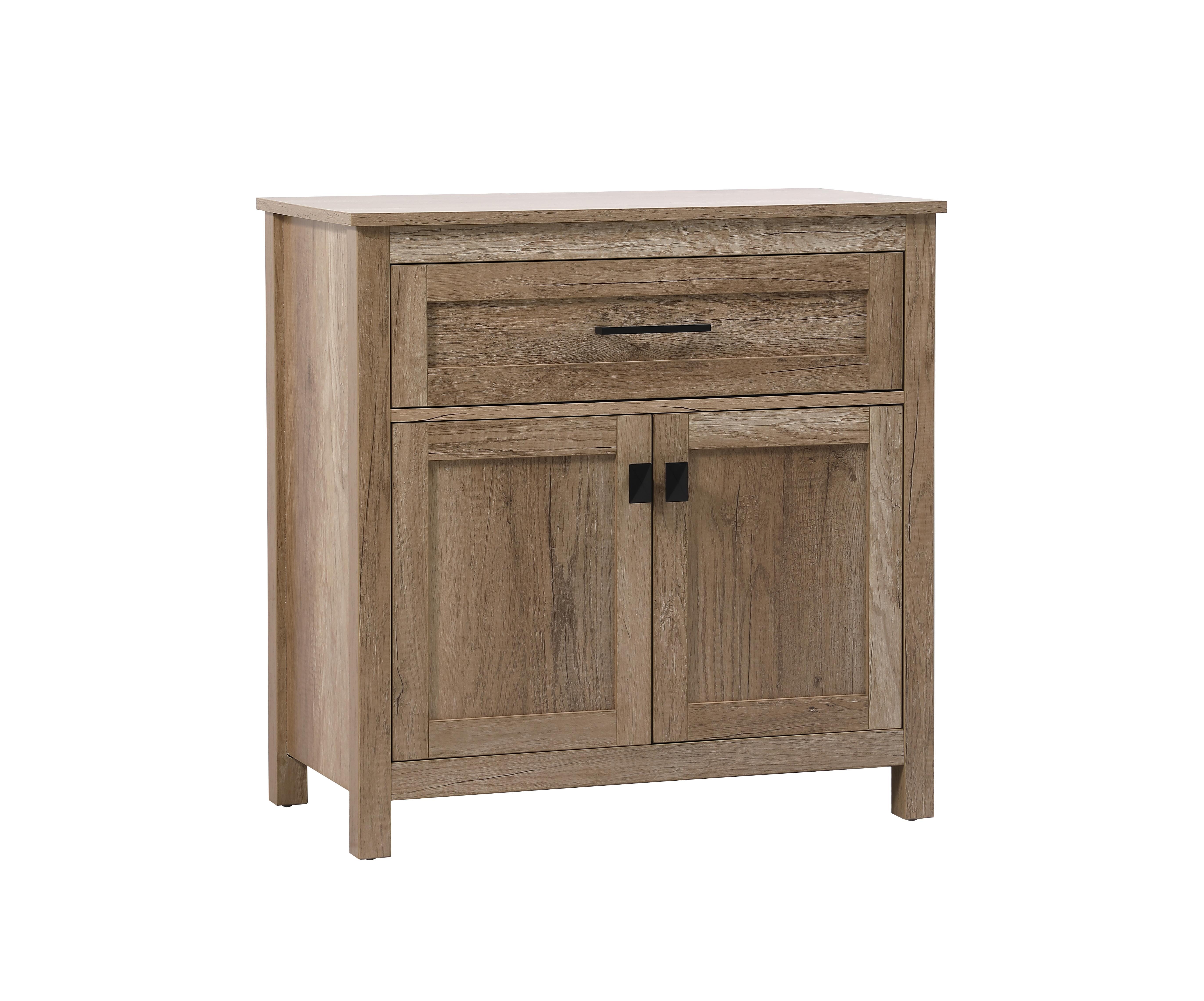 Specification Sheet
Dimensions
Length: 30"
Width: 16"
Height: 30"
Table Top Width: 30"
Specifications
Assembly Required: NO
Distressed Finish: NO
Finish (Color): Natural Oak
Cabinet Material: MDF
Hardware Finish: Black
Harware Material: Zinc Alloy
Product Shape: Rectangle
Product Type: Bathroom Storage Cabinet
Product Warranty: 1 year limited
Weight: 54
Wire Included: No
Wood Type: MDF
Shipment type: Oversized Ground
US Shipping Cost: $121.00
Drawers
Drawers Included: YES
Number of Drawers: 1
False Drawers: NO
Drawer Width: 25.83
Drawer Depth: 14.37
Drawer Height: 6.61
Drawer Handle Designs: Bar pull
Shelves
Number of Shelves: 0
Cabinets
Number of Cabinets: 1
Cabinet Interior Width: 26.93
Cabinet Interior Depth: 13.98
Cabinet Interior Height: 15.91 - alternate view