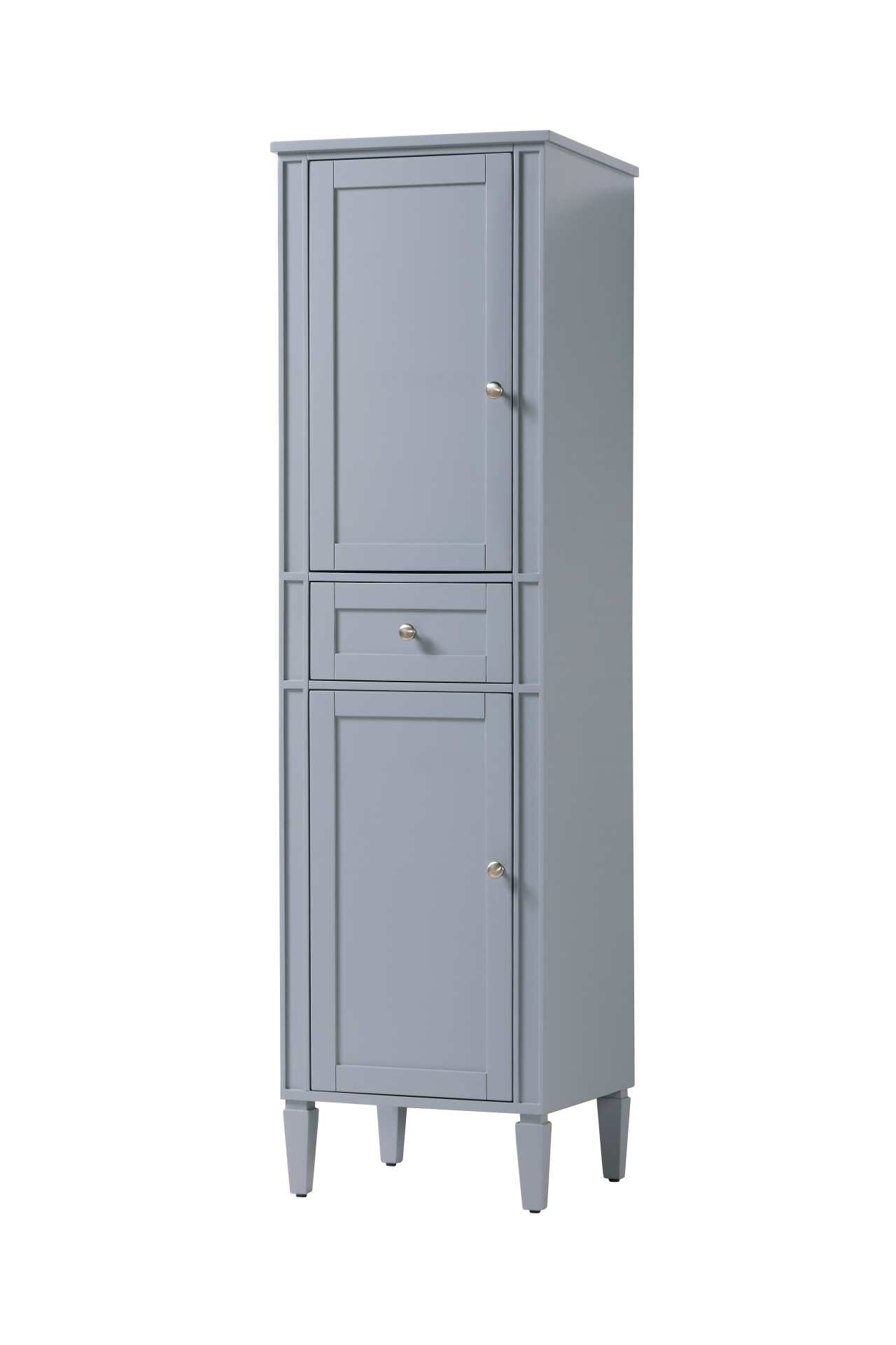 Specification Sheet
Dimensions
Length: 20"
Width: 20"
Height: 72"
Table Top Width: 20"
Specifications
Assembly Required: Yes, KD legs
Distressed Finish: NO
Finish (Color): Grey
Cabinet Material: Solid Wood and MDF
Hardware Finish: Brushed nickel
Harware Material: Aluminum alloy
Product Shape: Rectangle
Product Type: Bathroom Storage Cabinet
Product Warranty: 1 year limited
156
Wire Included: No
Wood Type: Rubberwood
Shipment type: LTL
Drawers
Drawers Included: Yes
Number of Drawers: 1
False Drawers: NO
Drawer Width: 14.6
Drawer Depth: 14
Drawer Height: 6.6
Drawer Handle Designs: Knob
Shelves
Number of Shelves: 2
Shelf Width: 14.9
Cabinets
Number of Cabinets: 2
Cabinet Interior Width: 14.9
Cabinet Interior Depth: 19.6
Cabinet Interior Height: 27.4 - alternate view