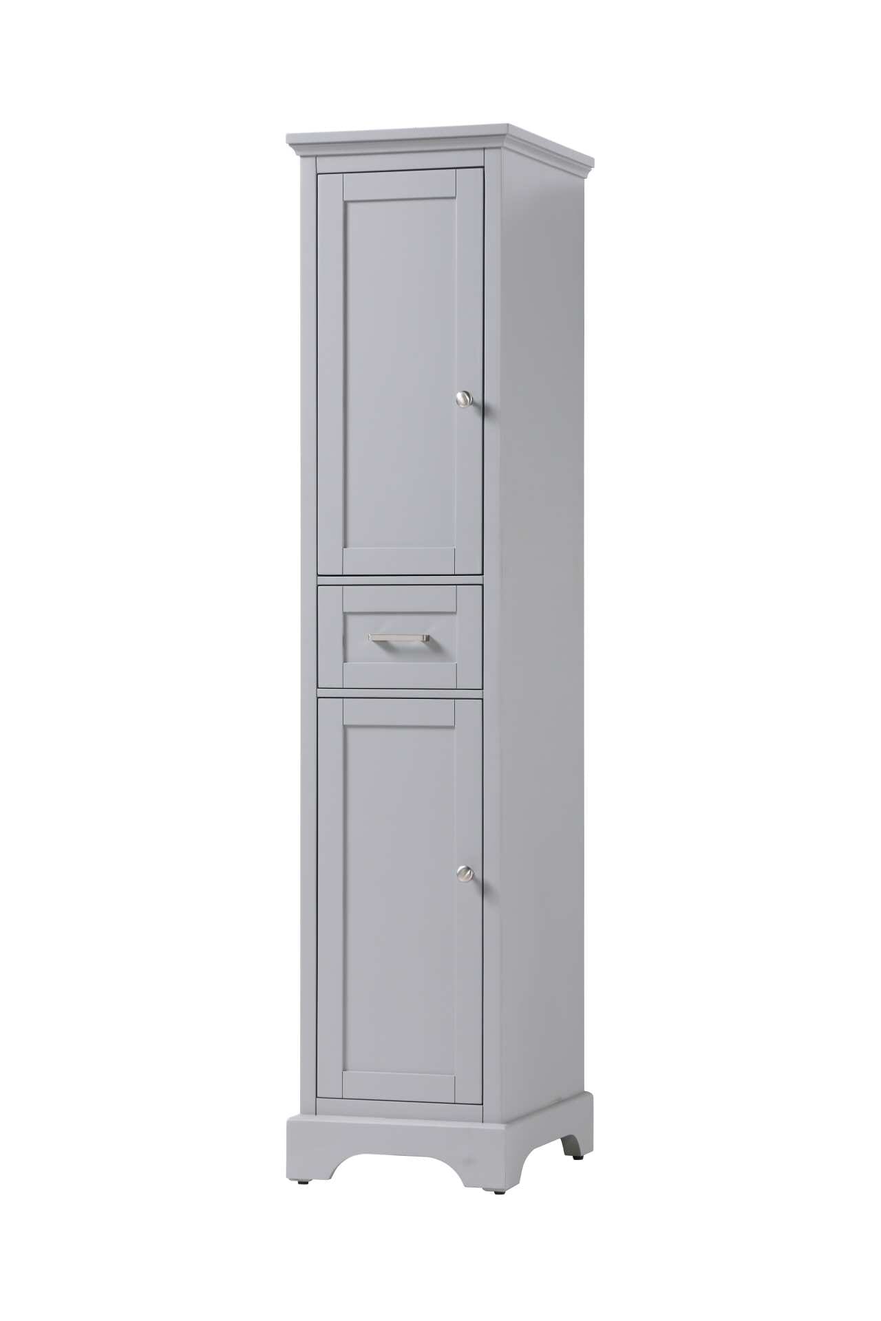 Specification Sheet
Dimensions
Length: 16"
Width: 20"
Height: 72"
Table Top Width: 16"
Specifications
Assembly Required: NO
Distressed Finish: NO
Finish (Color): Grey
Cabinet Material: Solid Wood and MDF
Hardware Finish: Brushed nickel
Harware Material: Aluminum alloy
Product Shape: Rectangle
Product Type: Bathroom Storage Cabinet
Product Warranty: 1 year limited
123
Wire Included: No
Wood Type: Rubberwood
Shipment type: LTL
Drawers
Drawers Included: Yes
Number of Drawers: 1
False Drawers: NO
Drawer Width: 11.8
Drawer Depth: 14
Drawer Height: 7
Drawer Handle Designs: Bar pulls
Shelves
Number of Shelves: 2
Shelf Width: 12
Cabinets
Number of Cabinets: 2
Cabinet Interior Width: 12
Cabinet Interior Depth: 19.6
Cabinet Interior Height: 27.6 - alternate view