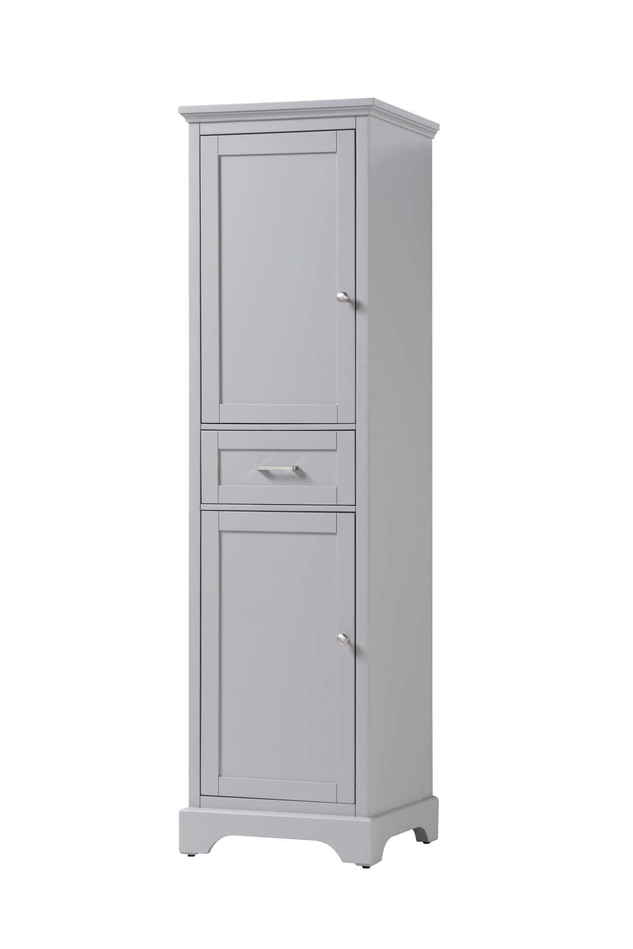Specification Sheet
Dimensions
Length: 20"
Width: 20"
Height: 72"
Table Top Width: 20"
Specifications
Assembly Required: NO
Distressed Finish: NO
Finish (Color): Grey
Cabinet Material: Solid Wood and MDF
Hardware Finish: Brushed nickel
Harware Material: Aluminum alloy
Product Shape: Rectangle
Product Type: Bathroom Storage Cabinet
Product Warranty: 1 year limited
139
Wire Included: No
Wood Type: Rubberwood
Shipment type: LTL
Drawers
Drawers Included: Yes
Number of Drawers: 1
False Drawers: NO
Drawer Width: 15.8
Drawer Depth: 14
Drawer Height: 7
Drawer Handle Designs: Bar pulls
Shelves
Number of Shelves: 2
Shelf Width: 16.1
Cabinets
Number of Cabinets: 2
Cabinet Interior Width: 16.1
Cabinet Interior Depth: 19.6
Cabinet Interior Height: 27.6 - alternate view
