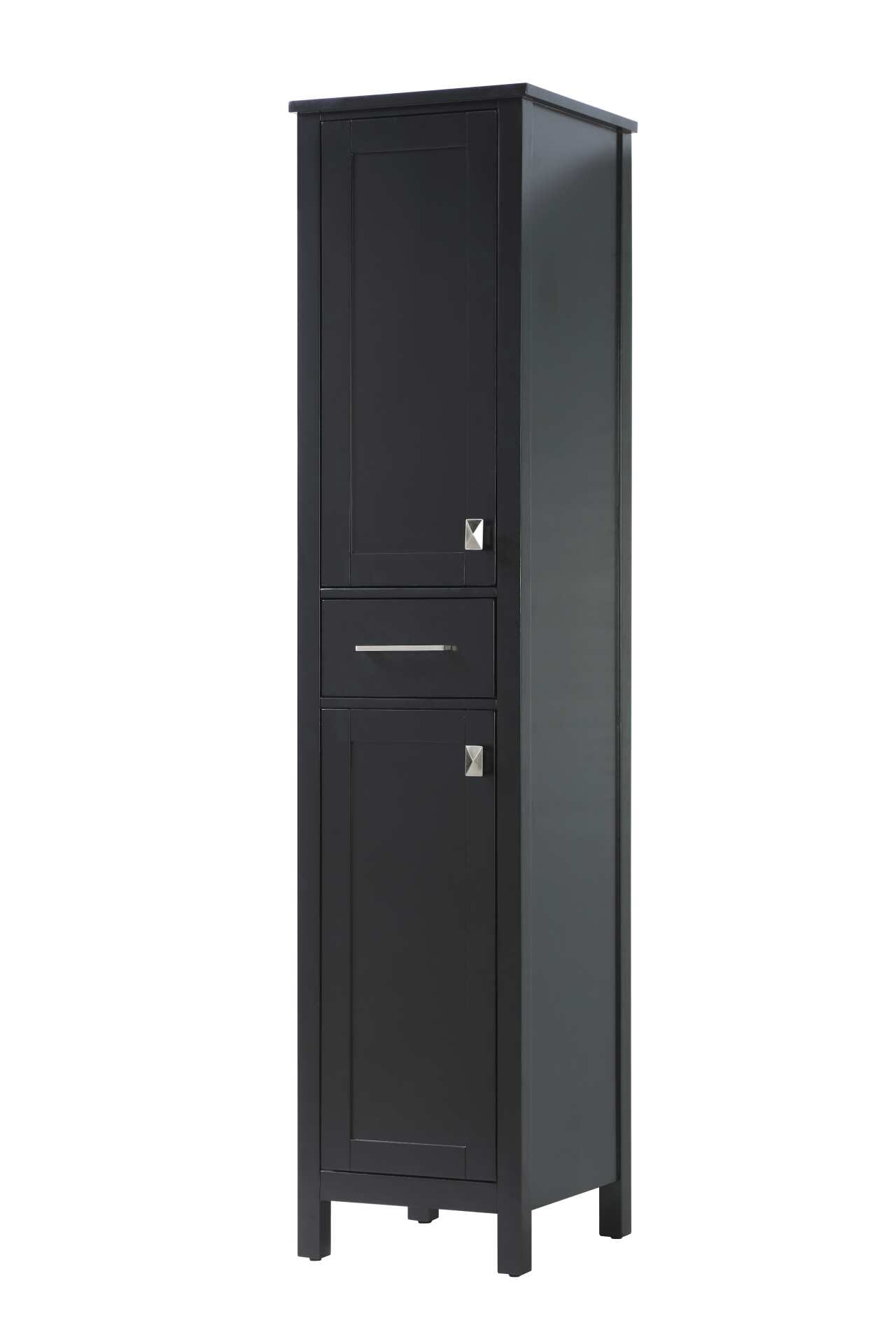 Specification Sheet
Dimensions
Length: 16"
Width: 18"
Height: 72"
Table Top Width: 16"
Specifications
Assembly Required: NO
Distressed Finish: NO
Finish (Color): Black
Cabinet Material: Solid Wood and MDF
Hardware Finish: Brushed nickel
Harware Material: Aluminum alloy
Product Shape: Rectangle
Product Type: Bathroom Storage Cabinet
Product Warranty: 1 year limited
108
Wire Included: No
Wood Type: Rubberwood
Shipment type: Oversized Ground
Drawers
Drawers Included: Yes
Number of Drawers: 1
False Drawers: NO
Drawer Width: 11.8
Drawer Depth: 14
Drawer Height: 6.1
Drawer Handle Designs: Bar pulls
Shelves
Number of Shelves: 2
Shelf Width: 12
Cabinets
Number of Cabinets: 2
Cabinet Interior Width: 12
Cabinet Interior Depth: 15.4
Cabinet Interior Height: 28.9 - alternate view