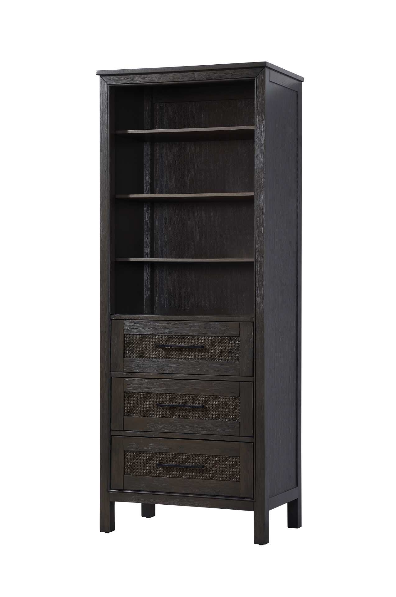 Dimensions
Length: 28"
Width: 18"
Height: 72"
Extension:
Depth:
Table Top Width: 28"
Specifications
Assembly Required: NO
Distressed Finish: NO
Finish (Color): Chocolate Oak
Cabinet Material: MDF and Solid wood
Hardware Finish: Black
Harware Material: Aluminum alloy
Product Shape: Rectangle
Product Type: Bathroom Storage Cabinet
Product Warranty: 1 year limited
161
Wire Included: No
Wood Type: rubberwood
Shipment type: LTL
Drawers
Drawers Included: YES
Number of Drawers: 3
False Drawers: NO
Drawer Width: 23.25
Drawer Depth: 15.125
Drawer Height: 8.375
Drawer Handle Designs: Bar pull
Shelves
Number of Shelves: 3
Shelf Width: 25.25
Cabinets
Number of Cabinets: 0
Cabinet Interior Width:
Cabinet Interior Depth:
Cabinet Interior Height: - alternate view