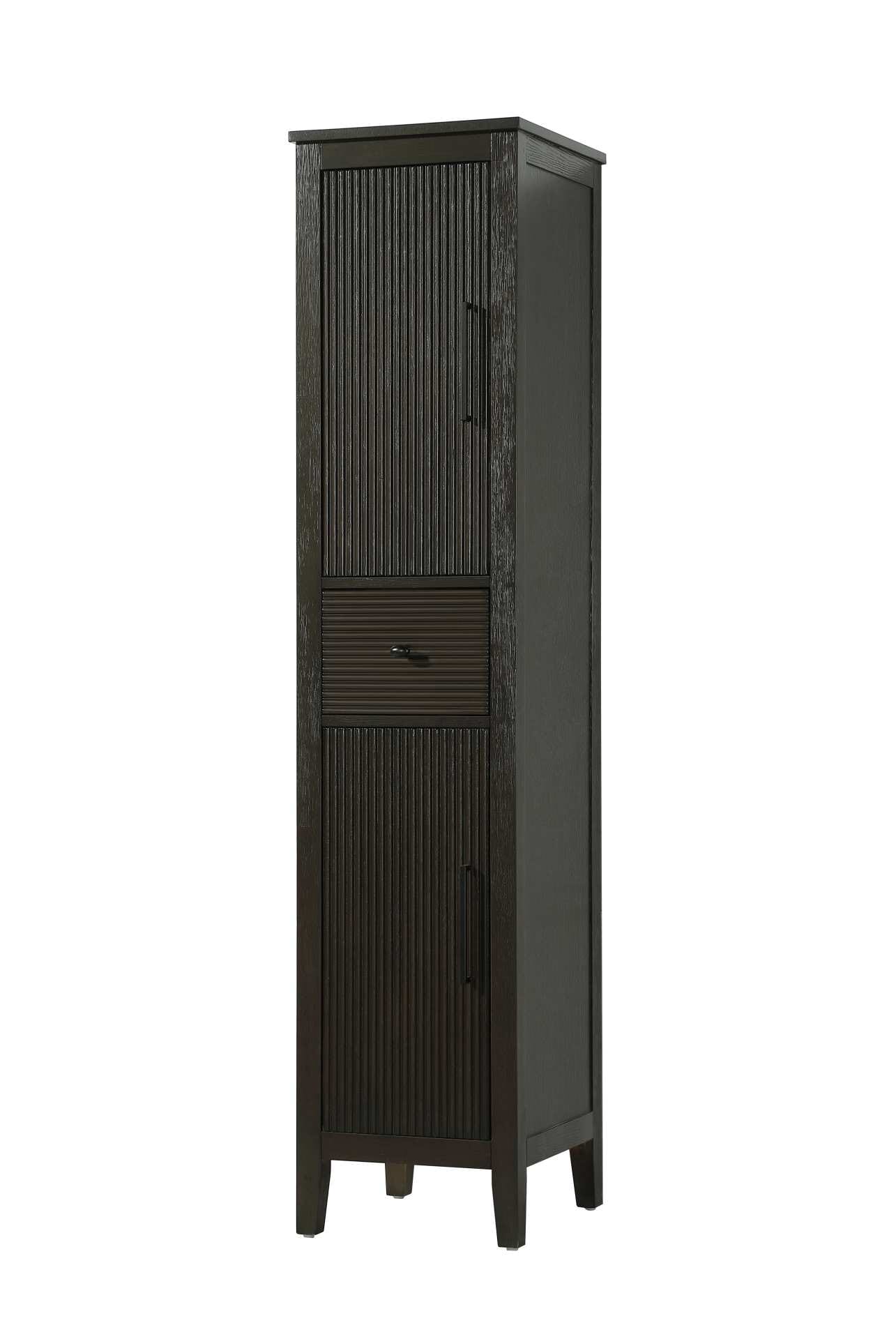 Dimensions
Length: 16"
Width: 18"
Height: 72"
Extension:
Depth:
Table Top Width: 16"
Specifications
Assembly Required: NO
Distressed Finish: NO
Finish (Color): Chocolate Oak
Cabinet Material: MDF and Solid wood
Hardware Finish: Black
Harware Material: Aluminum alloy
Product Shape: Rectangle
Product Type: Bathroom Storage Cabinet
Product Warranty: 1 year limited
108
Wire Included: No
Wood Type: rubberwood
Shipment type: LTL
Drawers
Drawers Included: YES
Number of Drawers: 1
False Drawers: NO
Drawer Width: 11.25
Drawer Depth: 15.125
Drawer Height: 7.625
Drawer Handle Designs: knob
Shelves
Number of Shelves: 2
Shelf Width: 13.25
Cabinets
Number of Cabinets: 2
Cabinet Interior Width: 11.5
Cabinet Interior Depth: 17.32
Cabinet Interior Height: 26.875,27.125 - alternate view