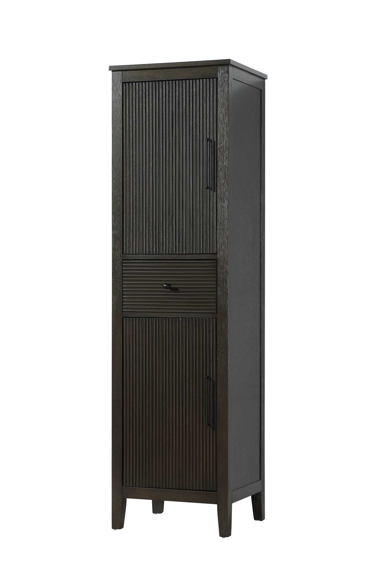 Dimensions
Length: 20"
Width: 18"
Height: 72"
Extension:
Depth:
Table Top Width: 20"
Specifications
Assembly Required: NO
Distressed Finish: NO
Finish (Color): Chocolate Oak
Cabinet Material: MDF and Solid wood
Hardware Finish: Black
Harware Material: Aluminum alloy
Product Shape: Rectangle
Product Type: Bathroom Storage Cabinet
Product Warranty: 1 year limited
128
Wire Included: No
Wood Type: rubberwood
Shipment type: LTL
Drawers
Drawers Included: YES
Number of Drawers: 1
False Drawers: NO
Drawer Width: 15.375
Drawer Depth: 15.125
Drawer Height: 7.625
Drawer Handle Designs: knob
Shelves
Number of Shelves: 2
Shelf Width: 17.25
Cabinets
Number of Cabinets: 2
Cabinet Interior Width: 15.5
Cabinet Interior Depth: 17.32
Cabinet Interior Height: 26.875,27.125 - alternate view