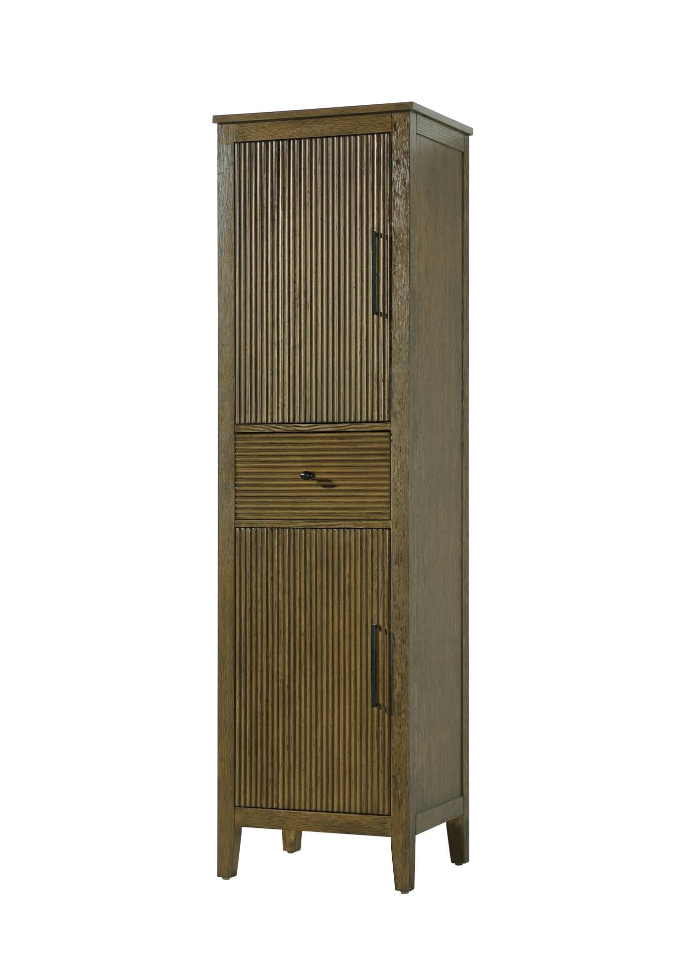 Dimensions
Length: 20"
Width: 18"
Height: 72"
Extension:
Depth:
Table Top Width: 20"
Specifications
Assembly Required: NO
Distressed Finish: NO
Finish (Color): Hazel Oak
Cabinet Material: MDF and Solid wood
Hardware Finish: Black
Harware Material: Aluminum alloy
Product Shape: Rectangle
Product Type: Bathroom Storage Cabinet
Product Warranty: 1 year limited
128
Wire Included: No
Wood Type: rubberwood
Shipment type: LTL
Drawers
Drawers Included: YES
Number of Drawers: 1
False Drawers: NO
Drawer Width: 15.375
Drawer Depth: 15.125
Drawer Height: 7.625
Drawer Handle Designs: knob
Shelves
Number of Shelves: 2
Shelf Width: 17.25
Cabinets
Number of Cabinets: 2
Cabinet Interior Width: 15.5
Cabinet Interior Depth: 17.32
Cabinet Interior Height: 26.875,27.125 - alternate view