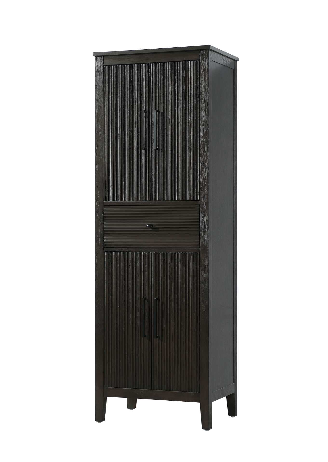 Dimensions
Length: 24"
Width: 18"
Height: 72"
Extension:
Depth:
Table Top Width: 24"
Specifications
Assembly Required: NO
Distressed Finish: NO
Finish (Color): Chocolate Oak
Cabinet Material: MDF and Solid wood
Hardware Finish: Black
Harware Material: Aluminum alloy
Product Shape: Rectangle
Product Type: Bathroom Storage Cabinet
Product Warranty: 1 year limited
141
Wire Included: No
Wood Type: rubberwood
Shipment type: LTL
Drawers
Drawers Included: YES
Number of Drawers: 1
False Drawers: NO
Drawer Width: 19.375
Drawer Depth: 15.125
Drawer Height: 7.625
Drawer Handle Designs: knob
Shelves
Number of Shelves: 2
Shelf Width: 21.25
Cabinets
Number of Cabinets: 2
Cabinet Interior Width: 19.5
Cabinet Interior Depth: 17.32
Cabinet Interior Height: 26.875,27.125 - alternate view